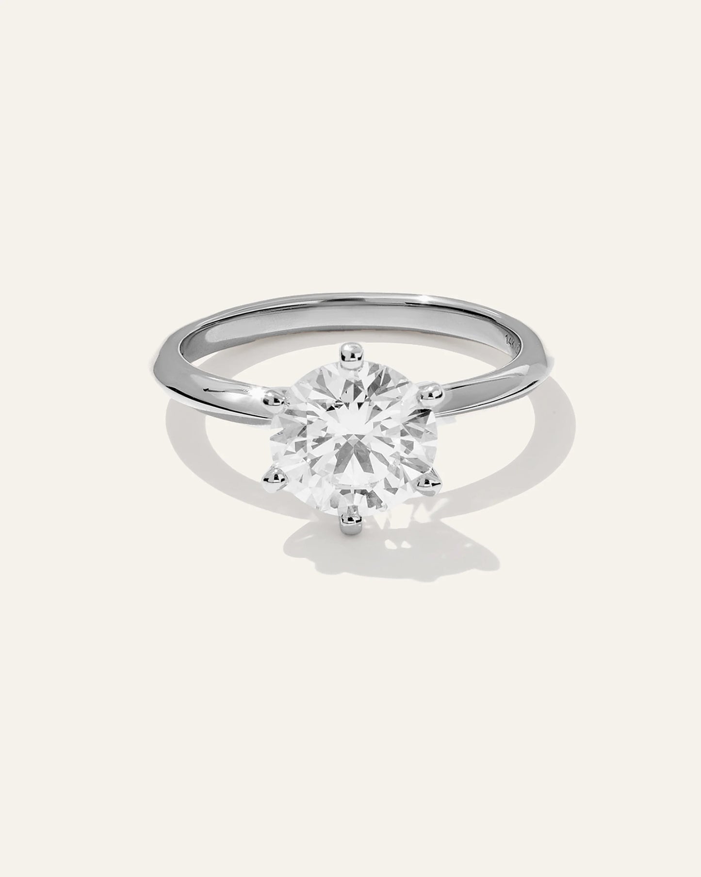 Lab Grown Diamond Round Six Prong Knife Edge Engagement Ring - 2ct - 4 / Yellow Gold