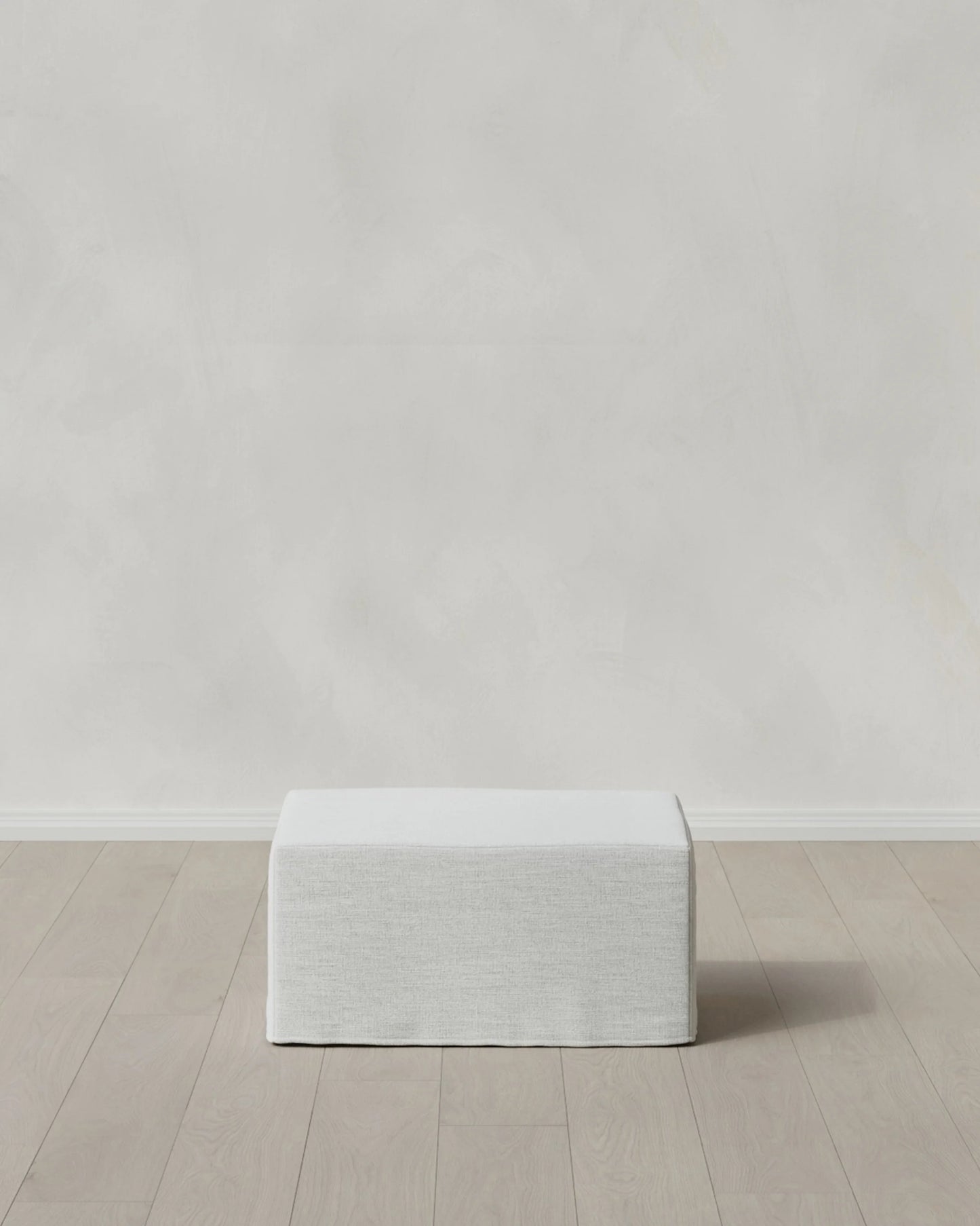 Ellery Slipcover Ottoman in Performance Linen - One Size / Sand