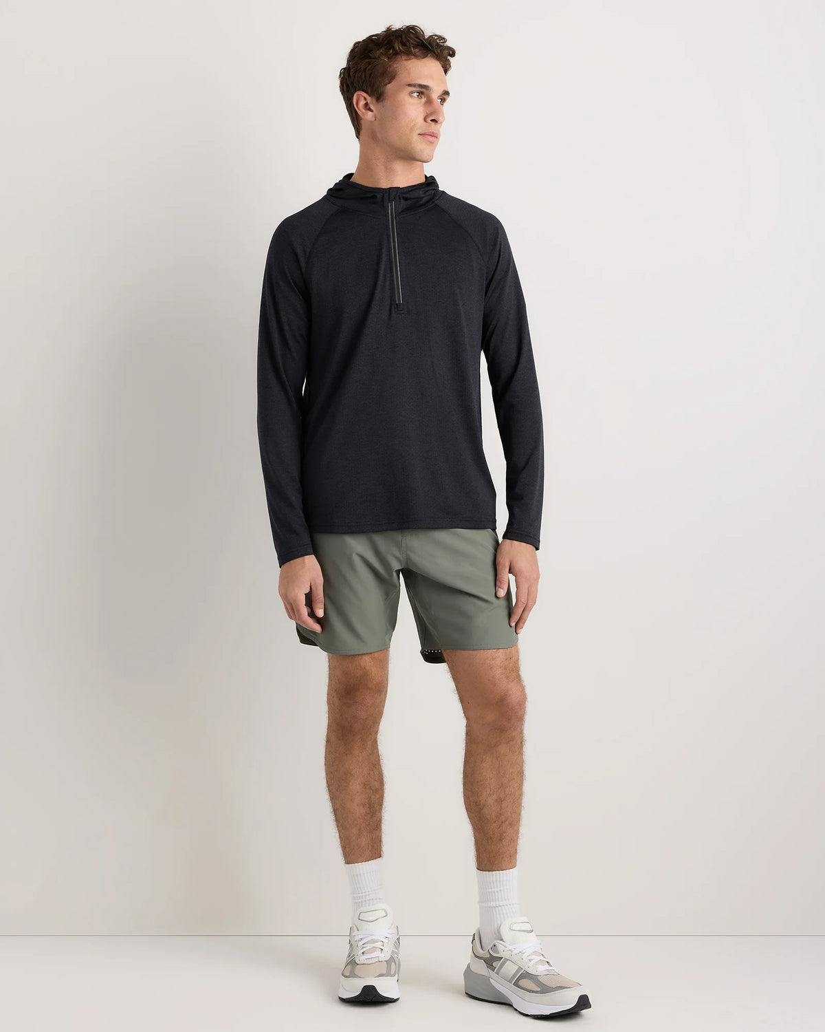 Mesh Performance Training Quarter Zip Hoodie - S / Heather Grey