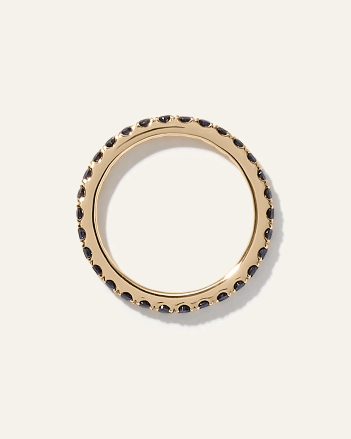 14K Gold Gemstone Pave Eternity Band - 5 / Lab Created Emerald