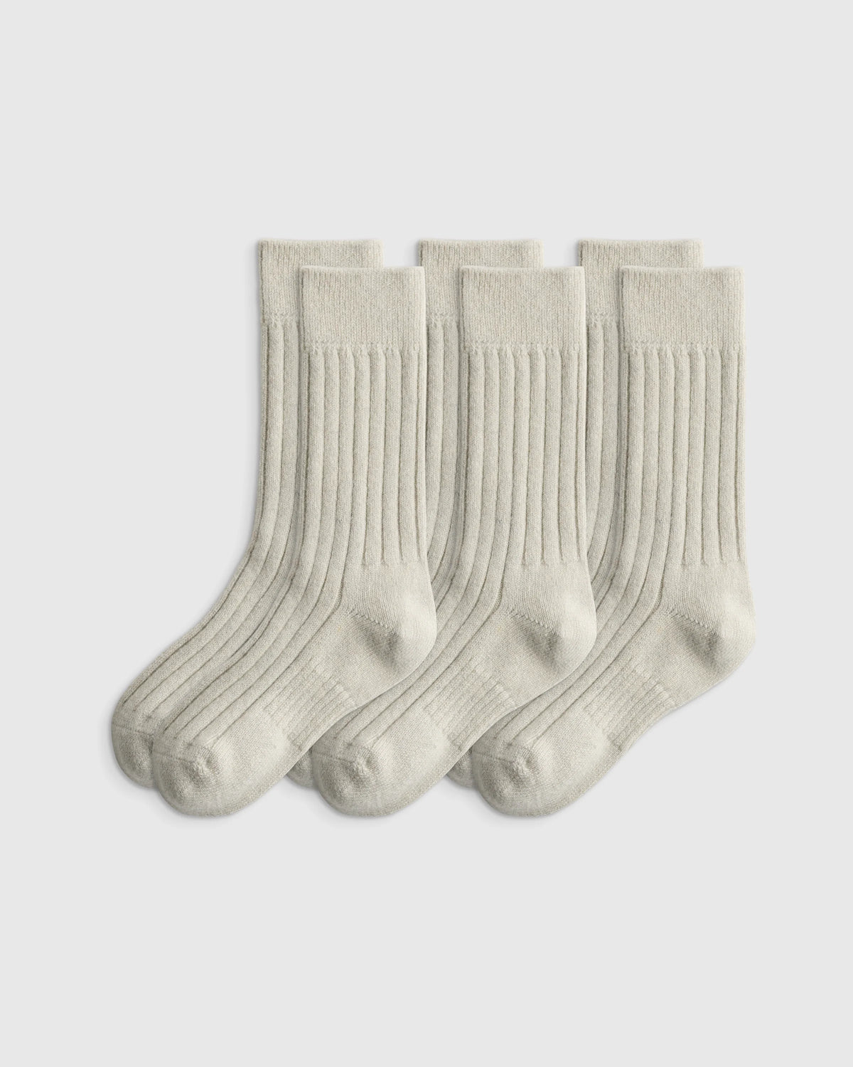 Merino Cashmere Blend Ribbed Crew Sock (3-Pack) - S / Solid Neutral Multi Pack
