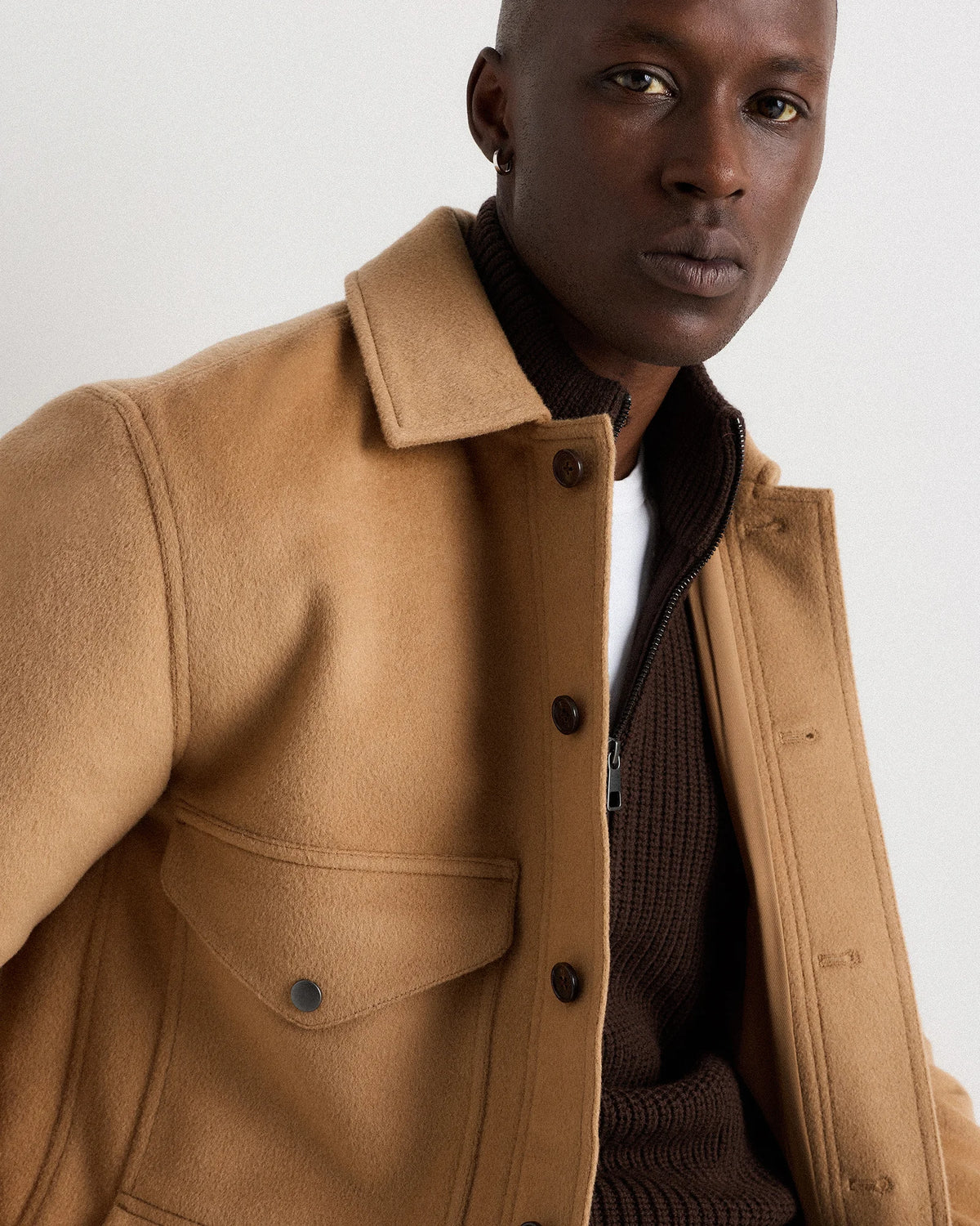 Wool Cashmere Field Jacket - S / Heather Grey
