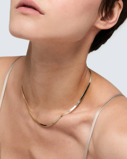 10K Gold Herringbone Chain Necklace - One Size / Yellow Gold