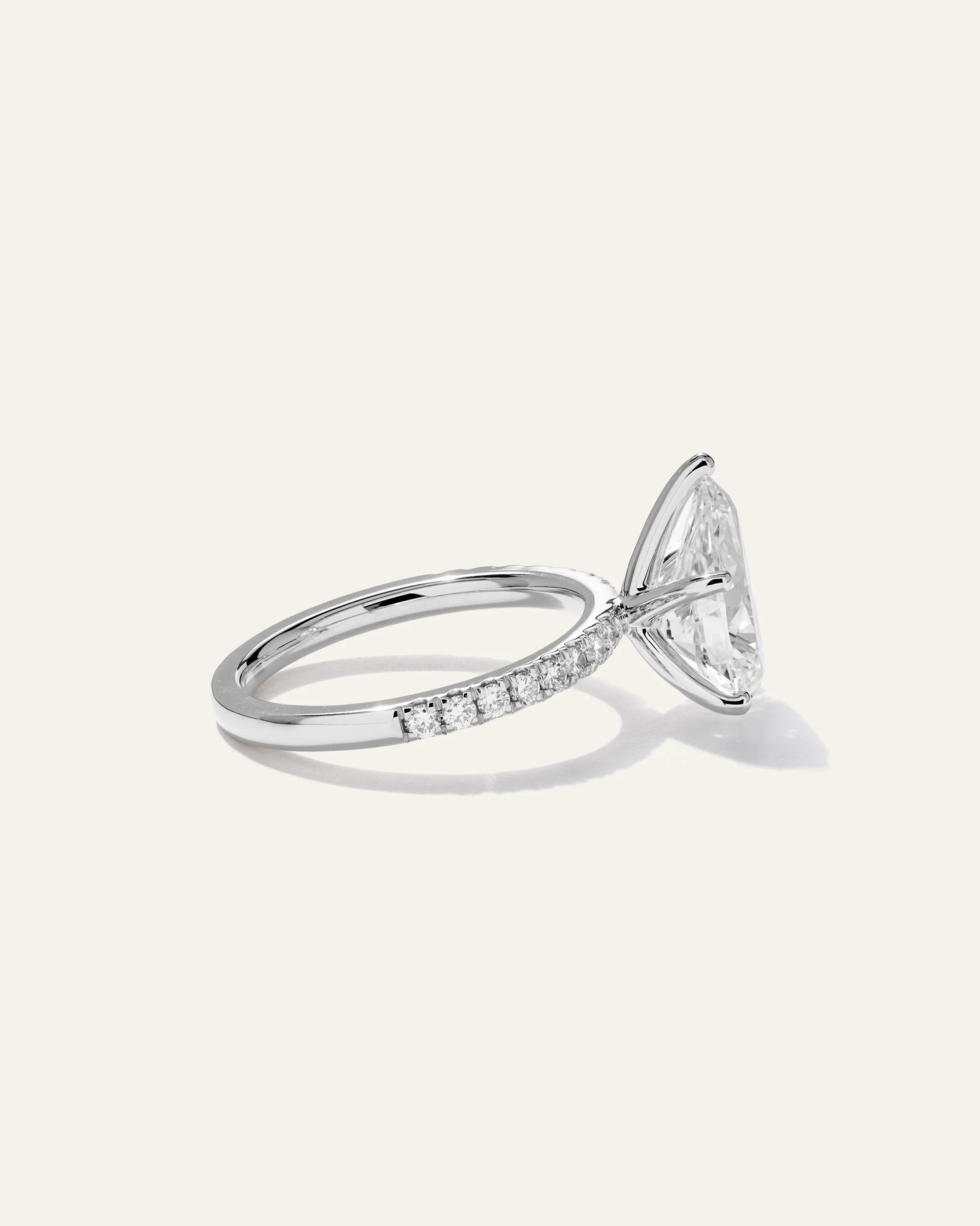 Lab Grown Diamond Pear Petite Pave Engagement Ring - 3ct - 4 / Yellow Gold