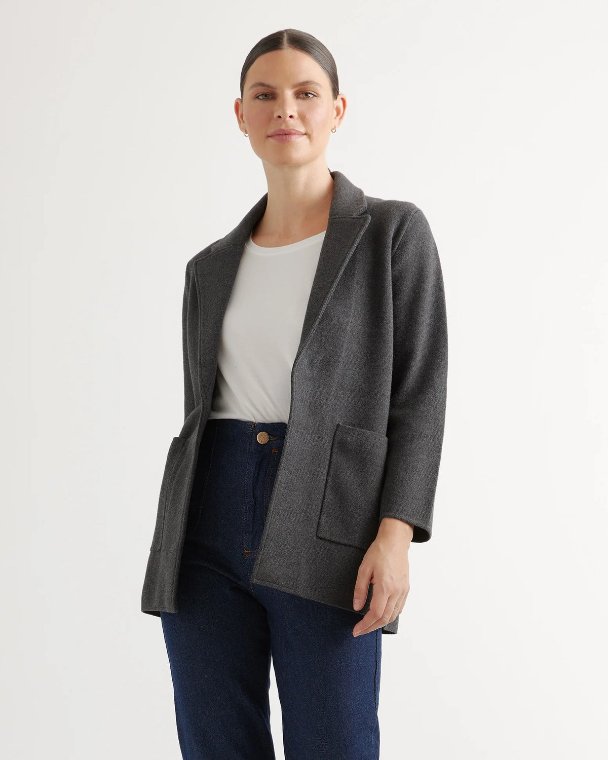 100% Organic Cotton Knit Blazer - XS / Heather Dove Grey