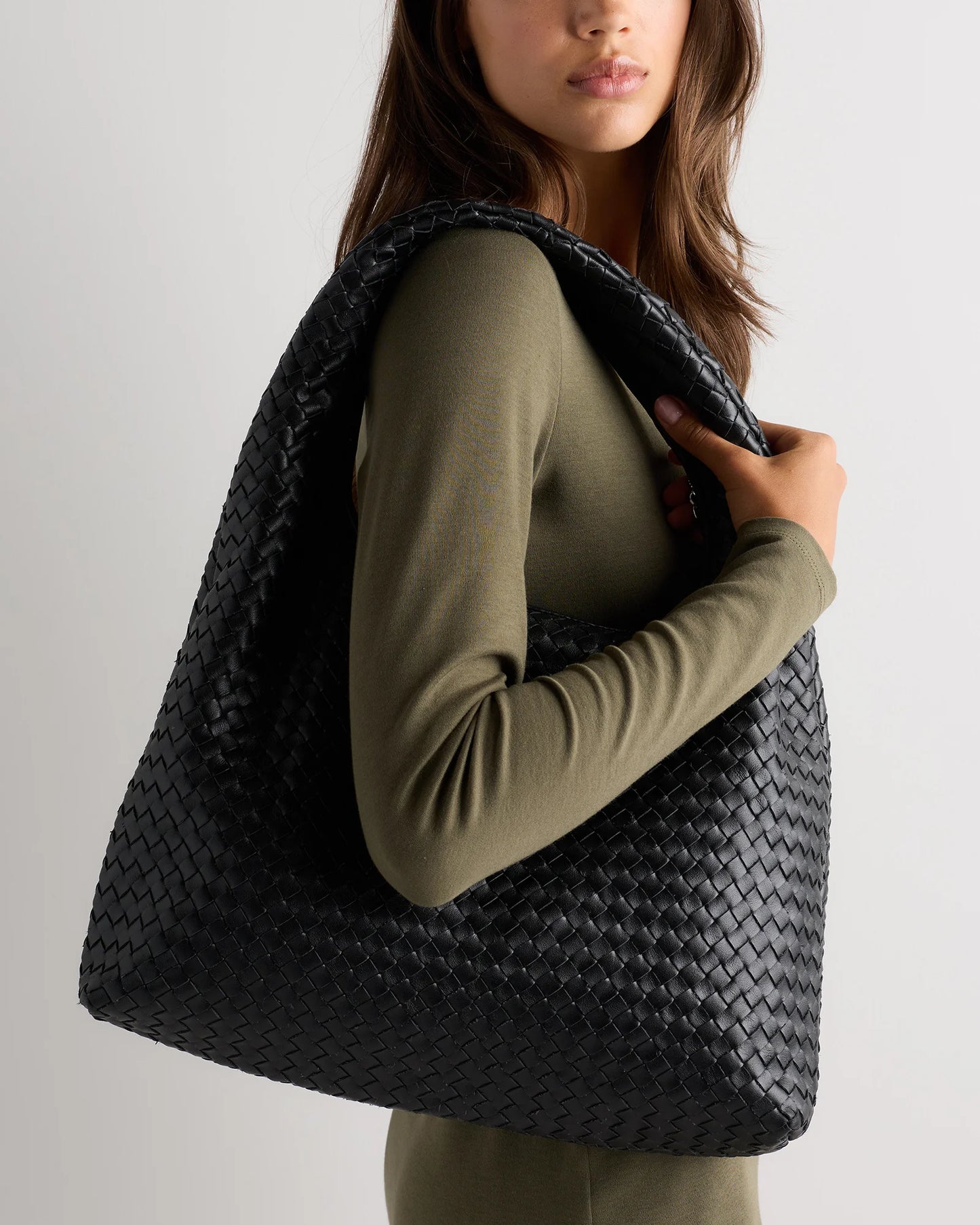 Elodie Handwoven Shoulder Bag - One Size / Black