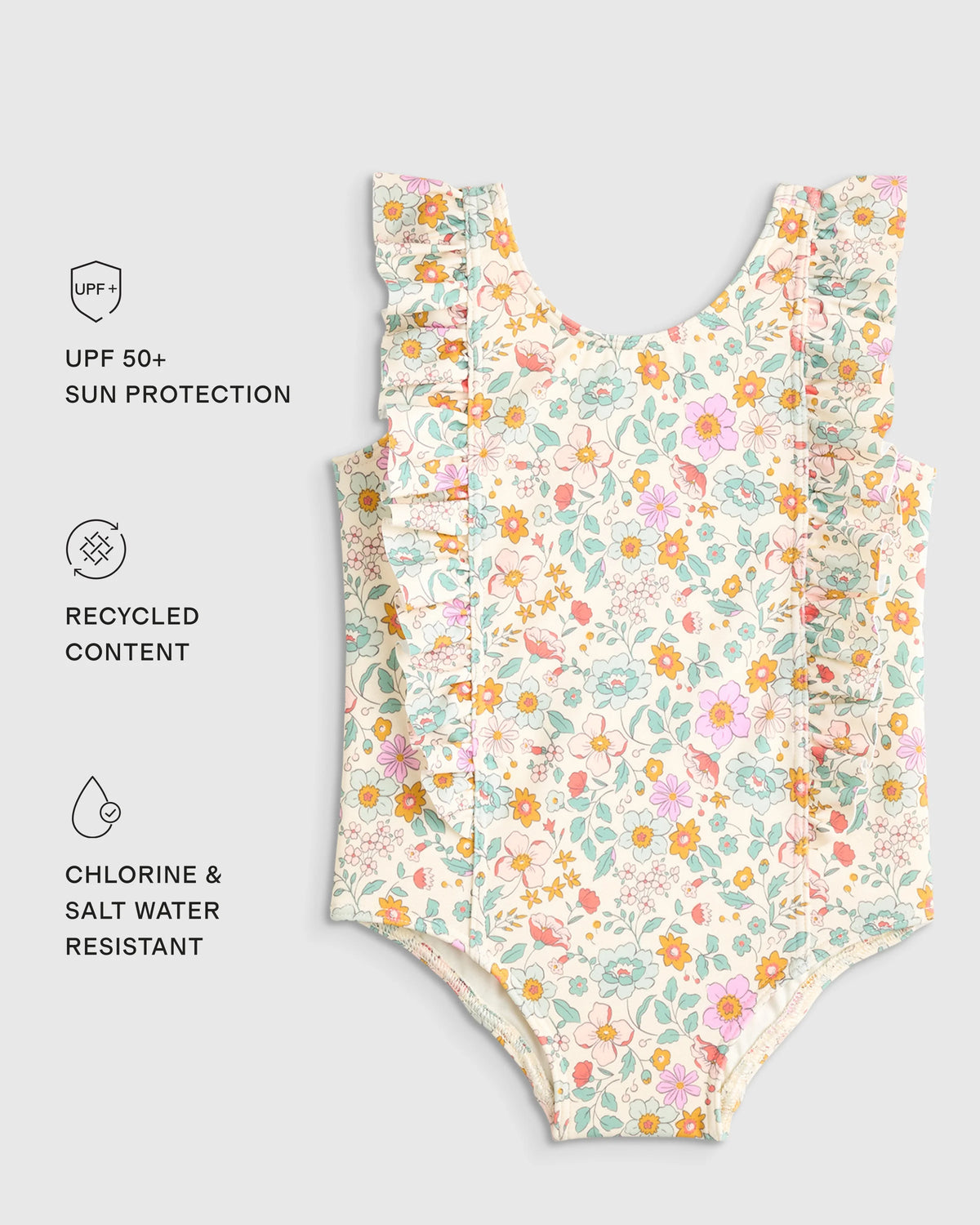 Ruffle One Piece Swimsuit - 2T / Soft Ditsy Floral