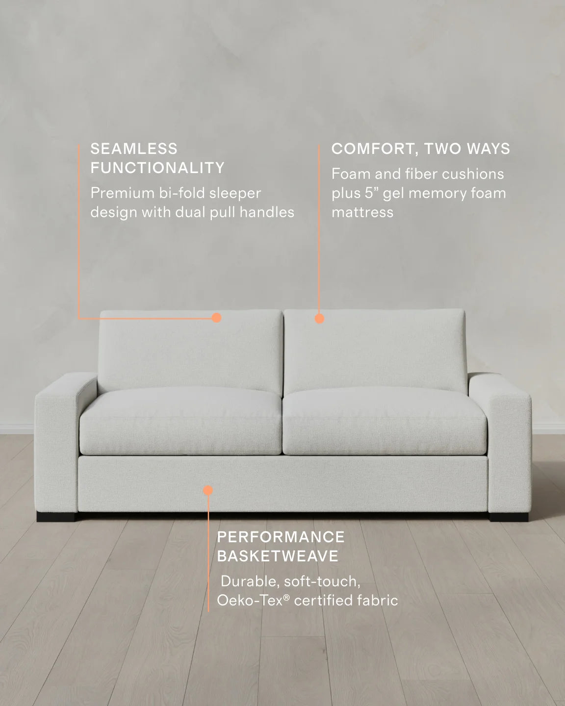 Stillman Sleeper Sofa in Performance Basketweave - Queen / Flax