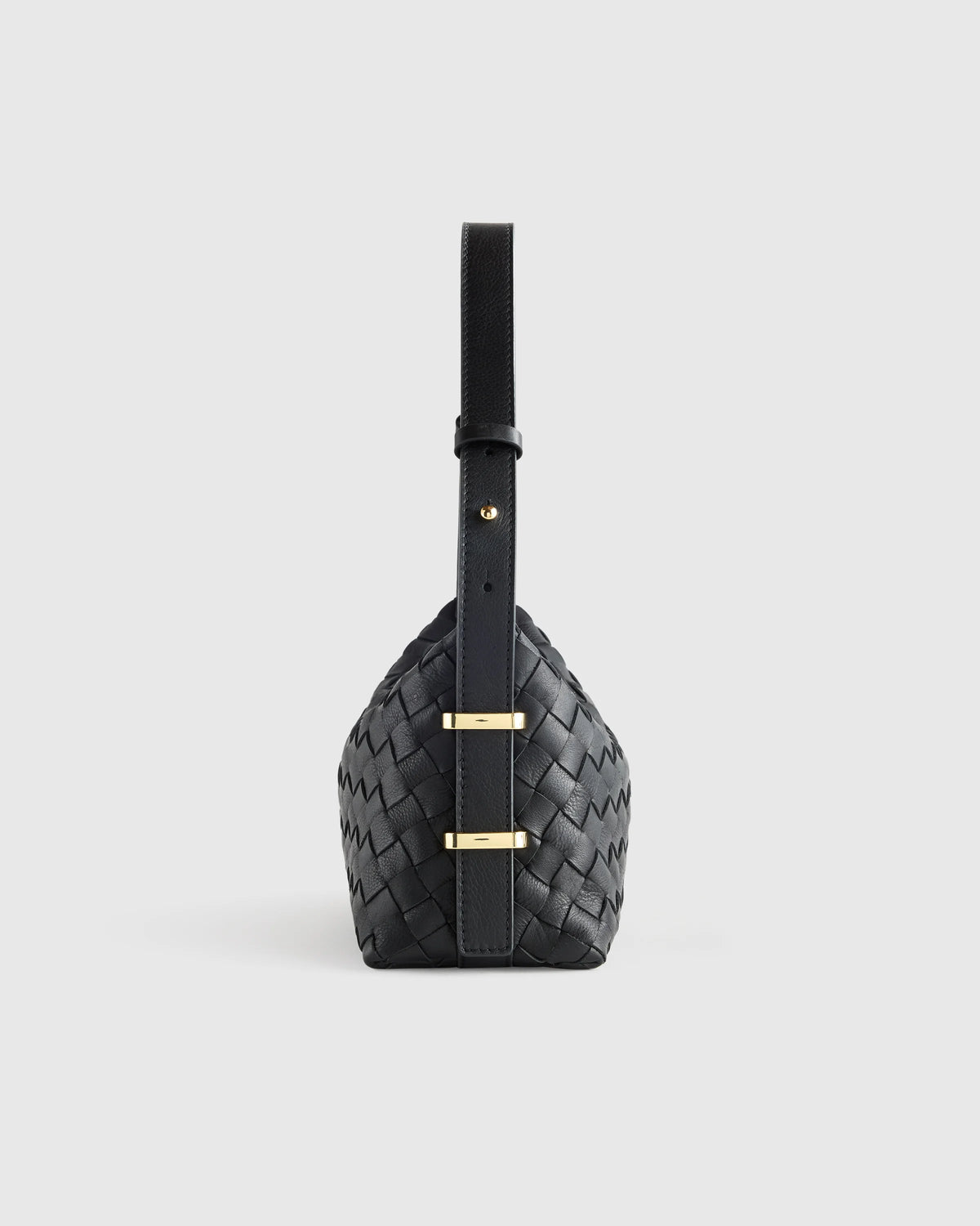Italian Leather Handwoven Mini Bag - One Size / Black