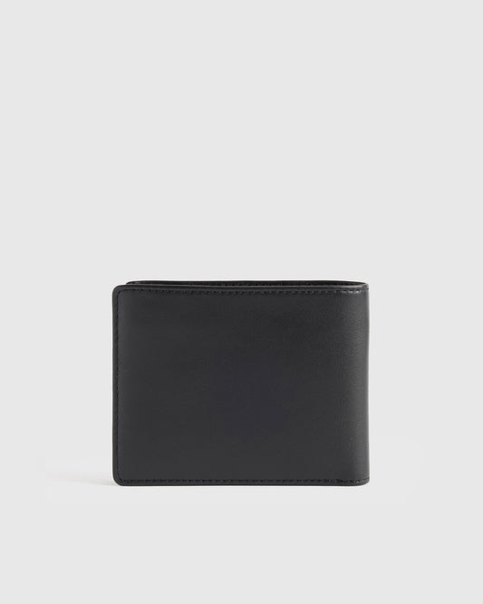 Italian Leather Bifold Wallet - One Size / Black