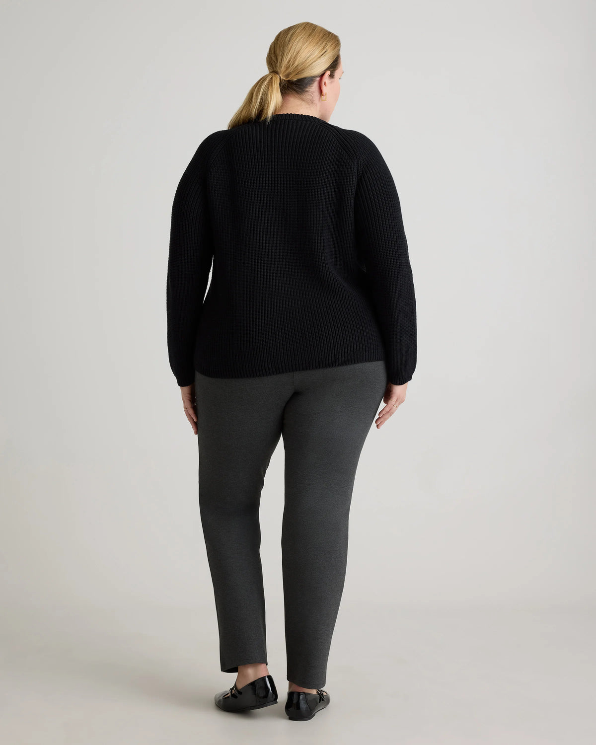 100% Organic Cotton Fisherman Crew Sweater - 1X / Blue Sapphire