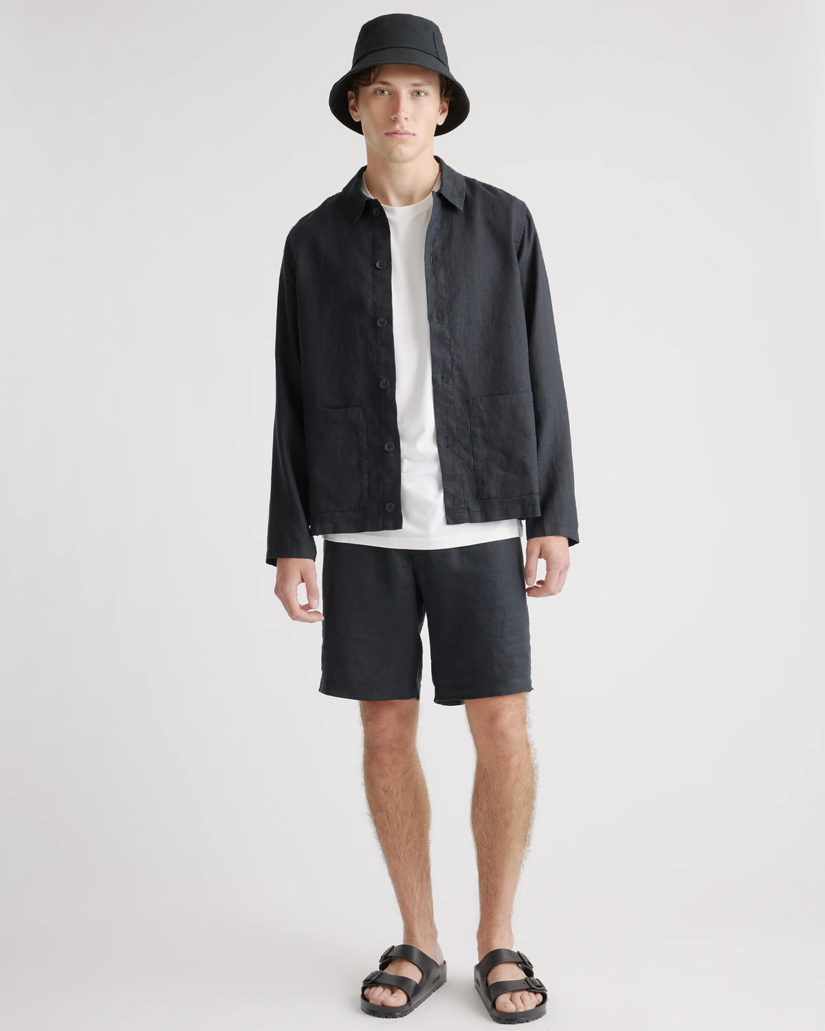 100% European Linen Chore Jacket - S / Flax