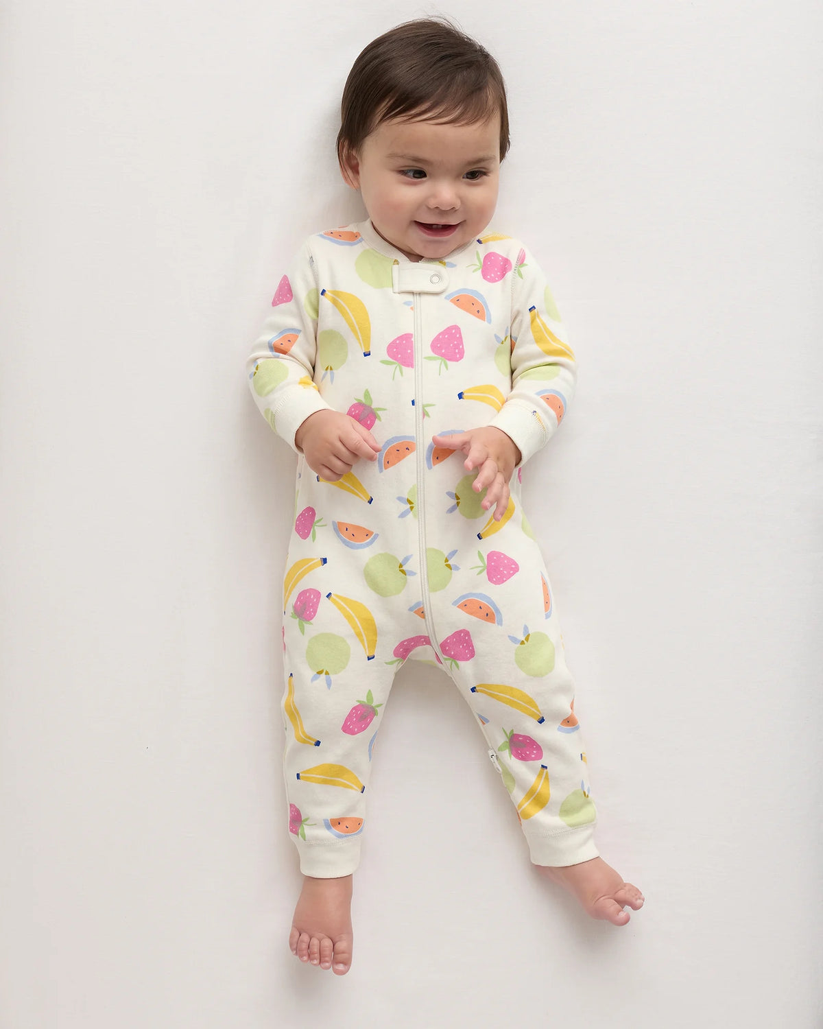 100% Organic Cotton One Piece Pajama - 0-3M / Navy Stripe