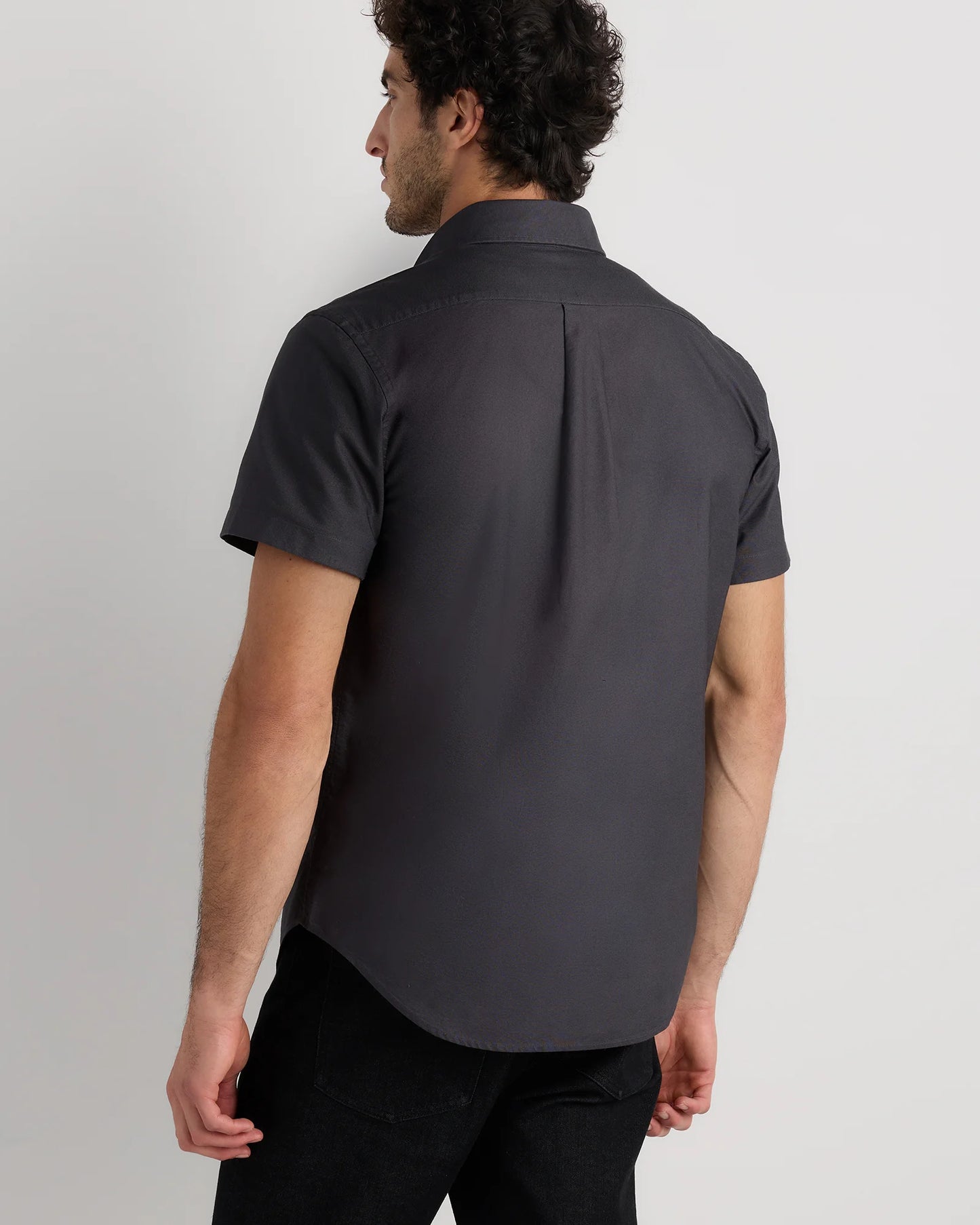 100% Organic Cotton Short Sleeve Oxford Shirt - S / Dark Coal