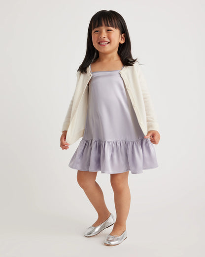 100% Washable Silk Dress - 2T / Grey Lilac