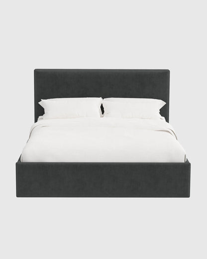 Square Bed in Performance Velvet - Full / Chocolate