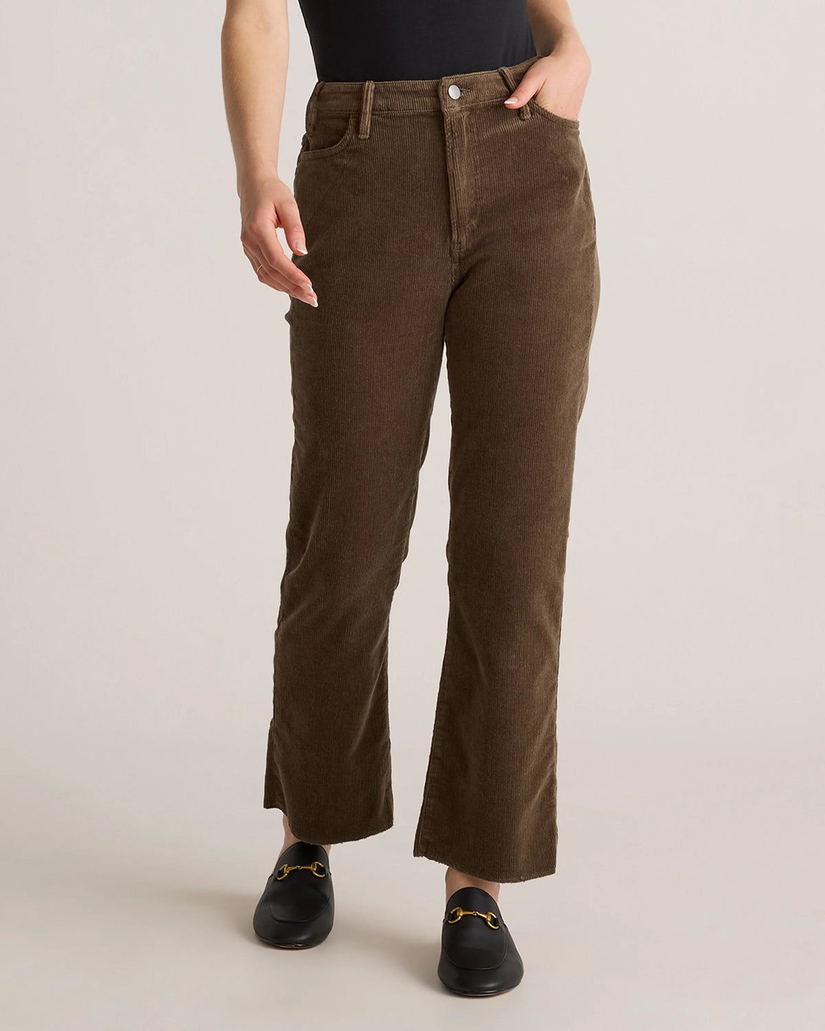 Organic Stretch Corduroy Kick Flare Pants - 0 / Warm Brown
