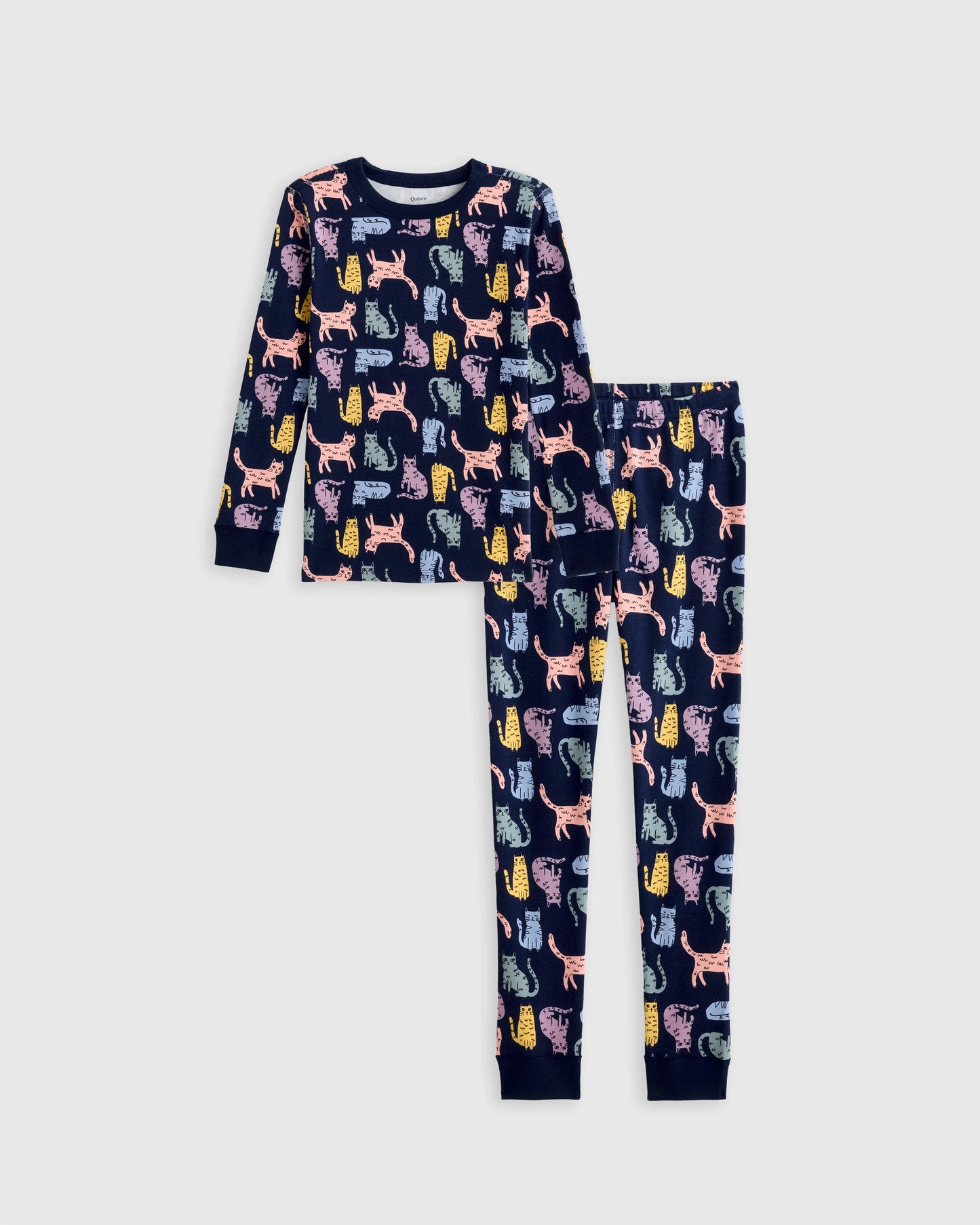 100% Organic Cotton Long Sleeve and Pant Pajama Set - 2T / Navy Stripe