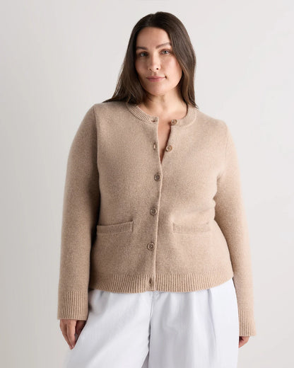 Mongolian Cashmere Structured Cardigan - 1X / Oatmeal