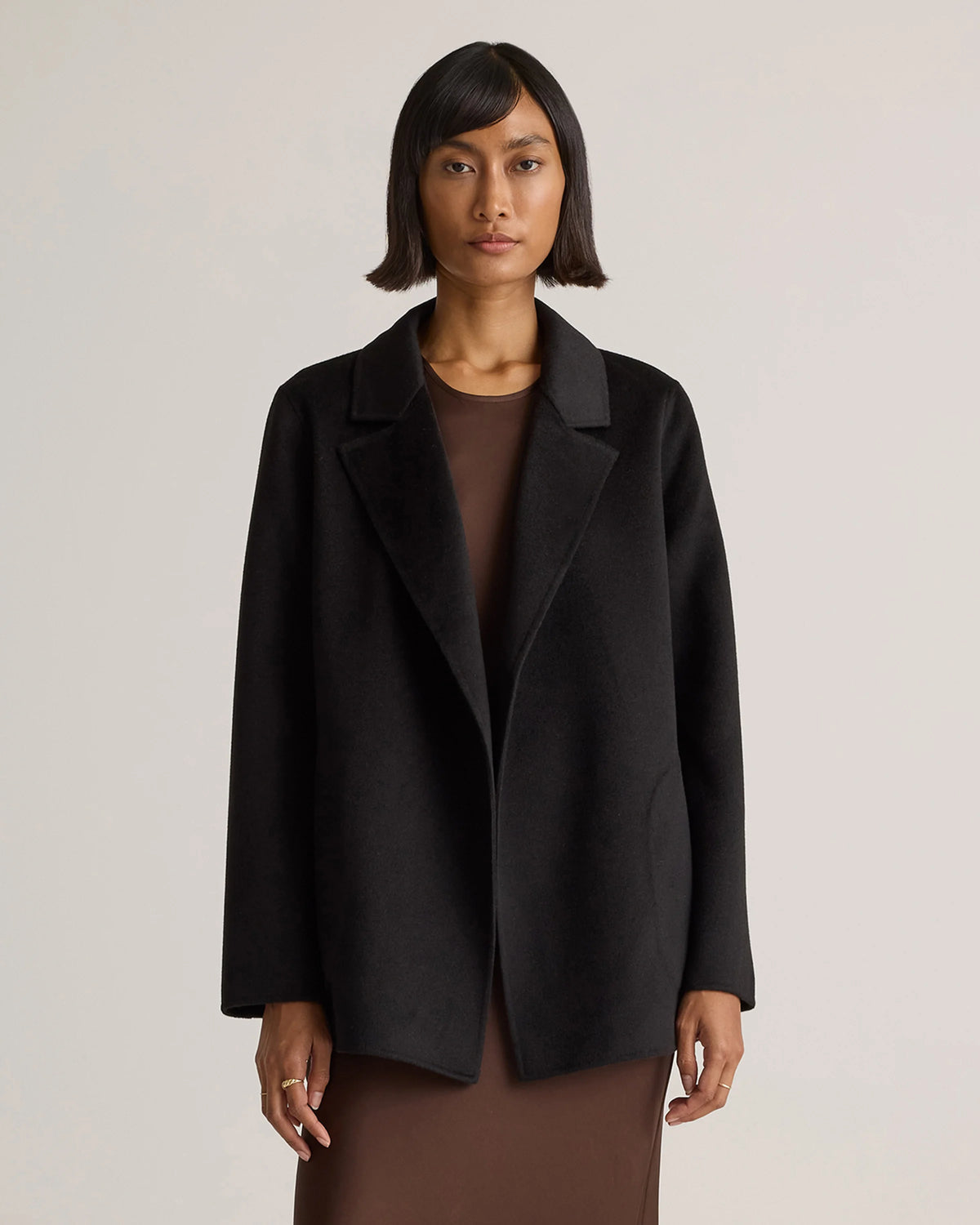 100% Mongolian Cashmere Double-Faced Open Blazer - XS / Camel
