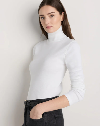 Organic Cotton Micro-Rib Turtleneck - XS / Taupe Brown