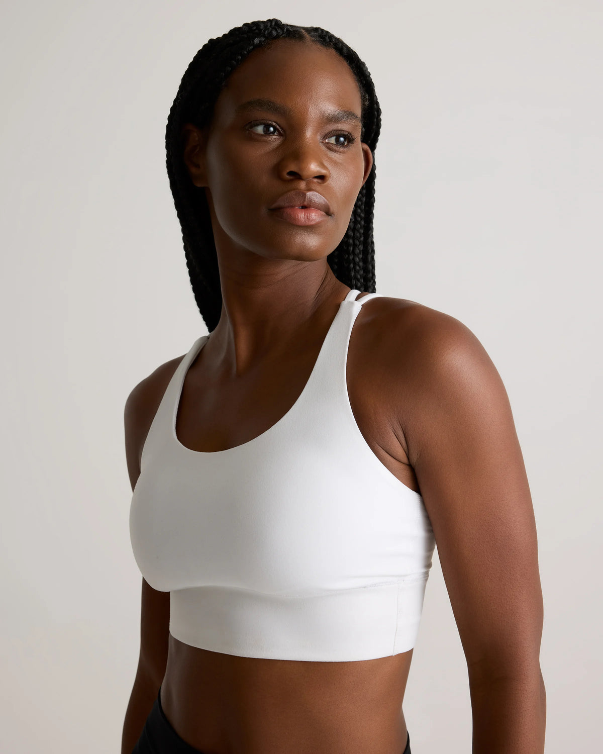 Power-Up Long Line Strappy Sports Bra - XS / Classic White