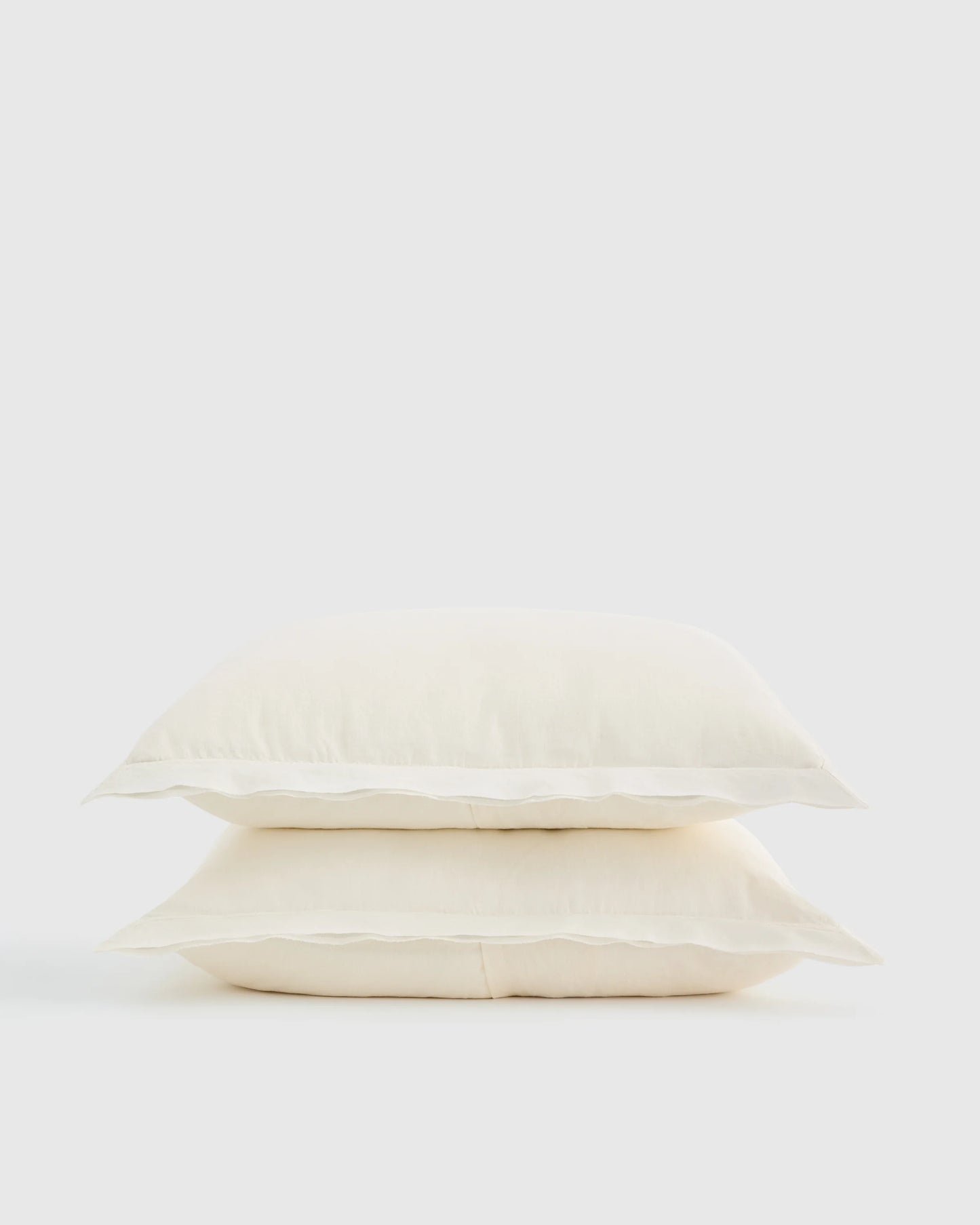 European Linen Double Flange Sham Set - Standard / White
