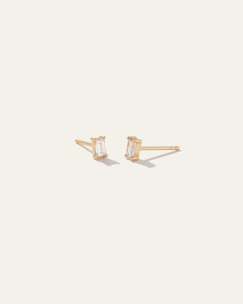 14K Gold Baguette Diamond Studs 0.28 Carat - One Size / Yellow Gold