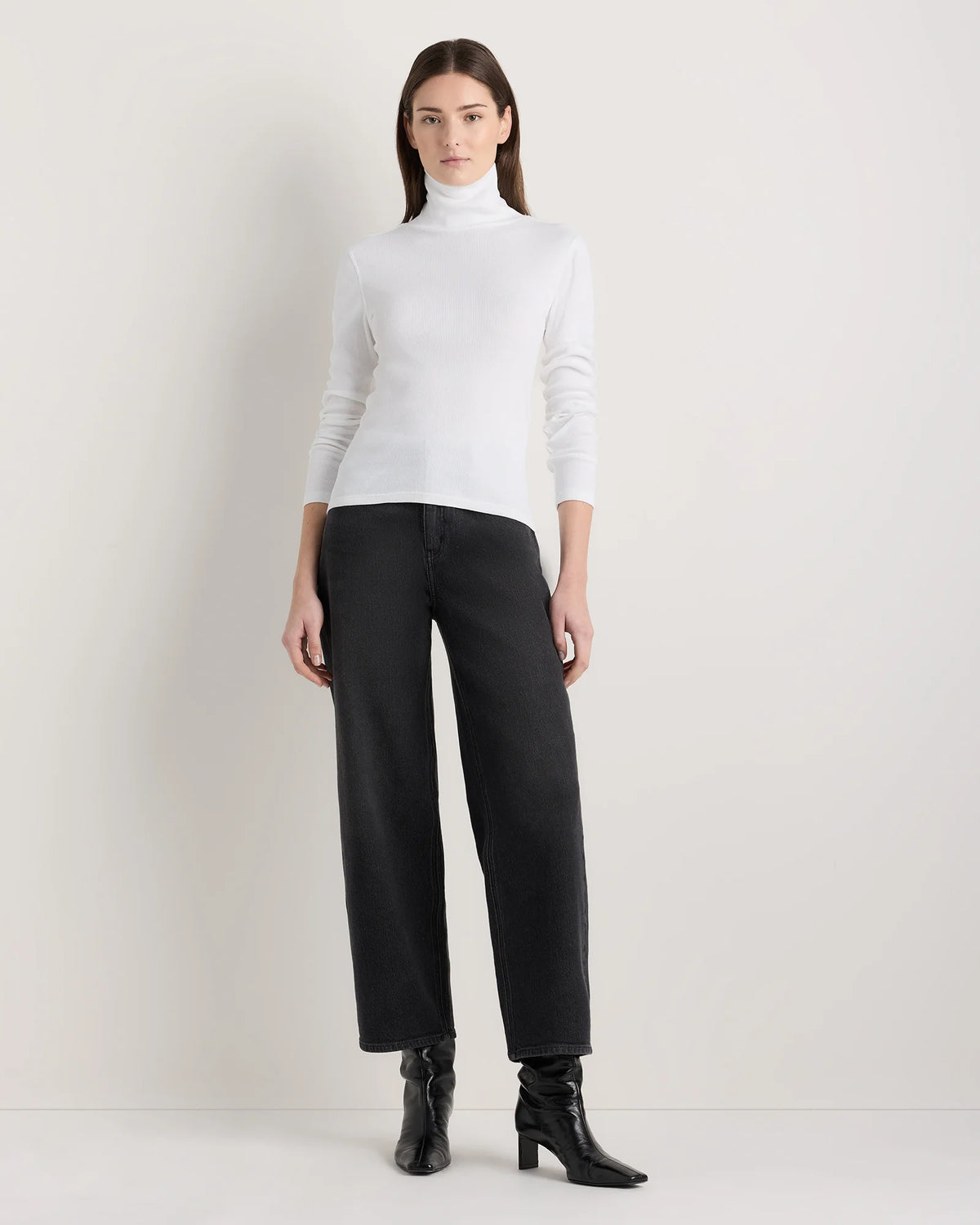 Organic Cotton Micro-Rib Turtleneck - XS / Taupe Brown