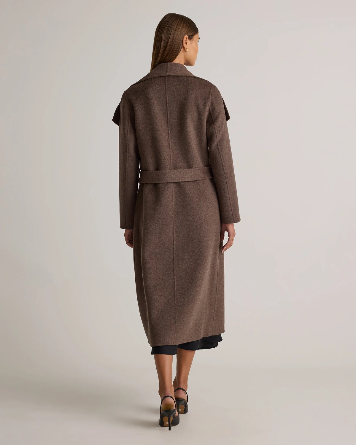 Double-Faced Merino Wool Draped Collar Wrap Coat - XS / Oat