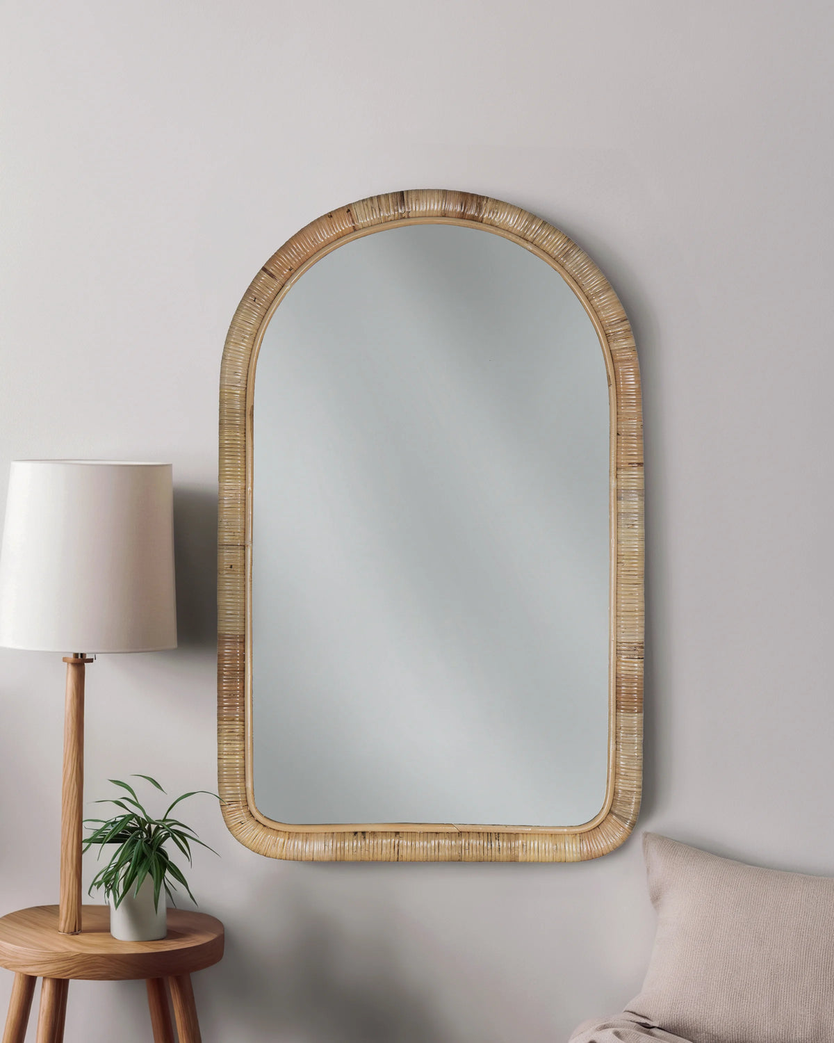 Rattan Arched Wall Mirror - One Size / Natural