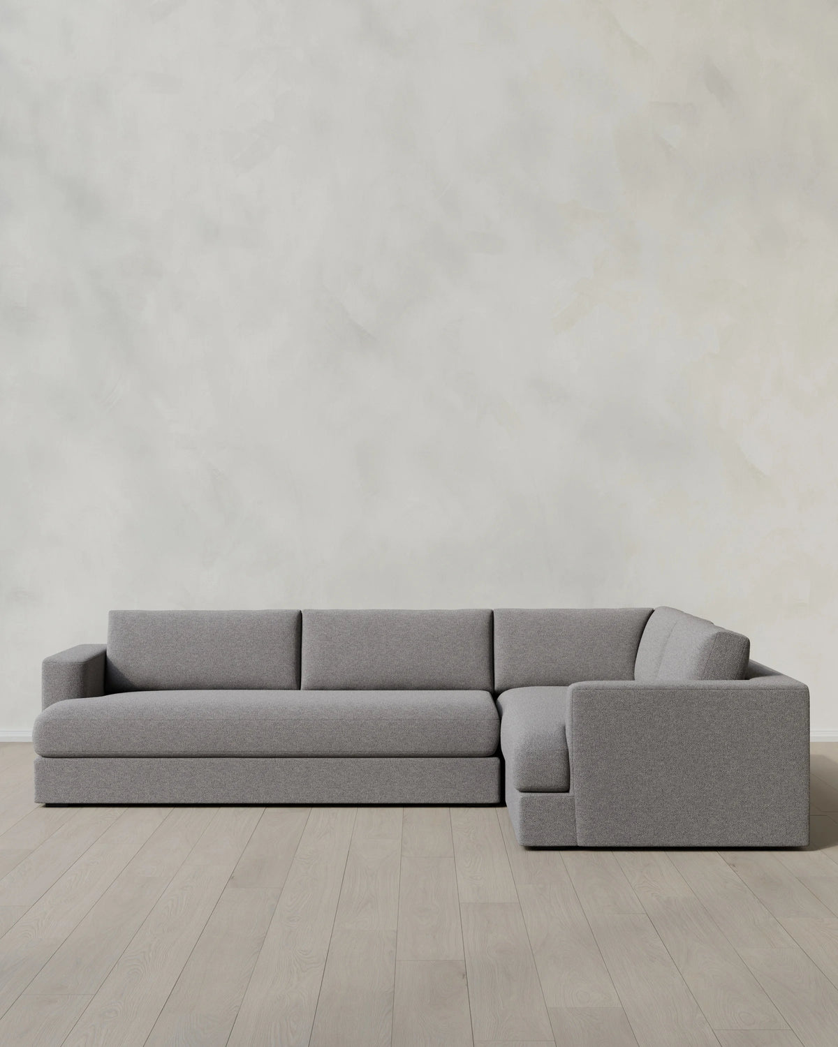 Sierra Curved Arm L Sectional in Performance Basketweave - Right Arm / Fog
