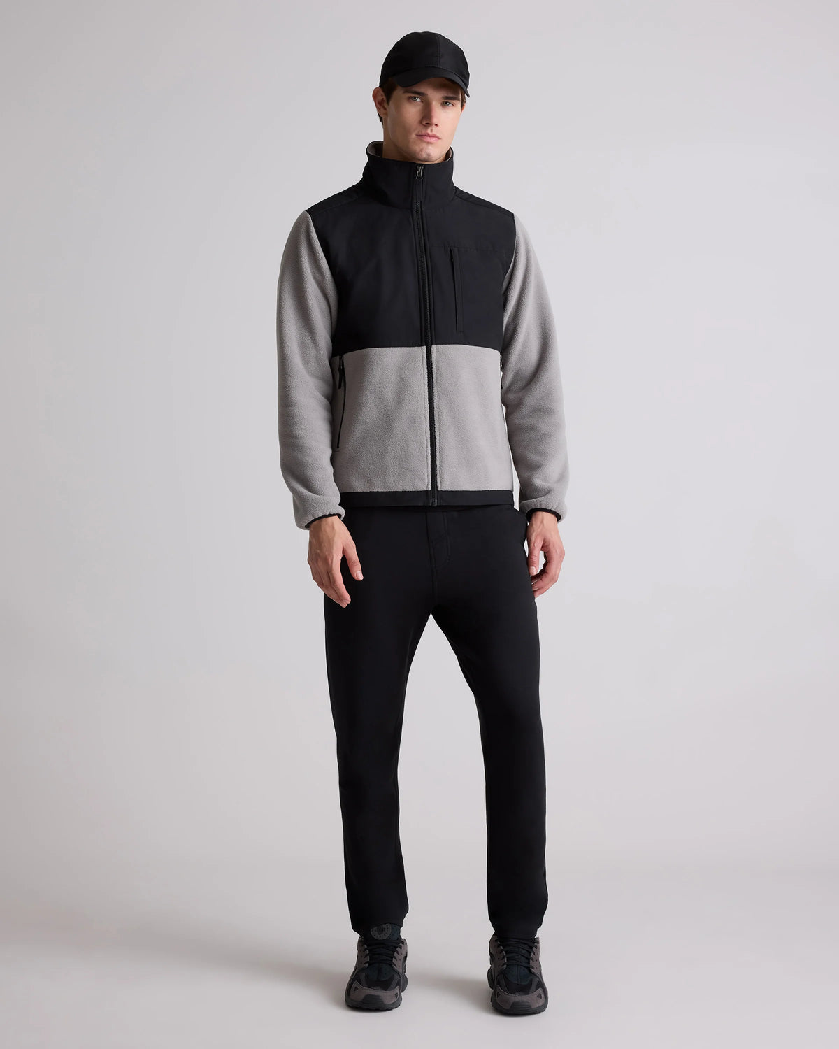 Polar Fleece Full-Zip Jacket - S / Gravel/Bold Black