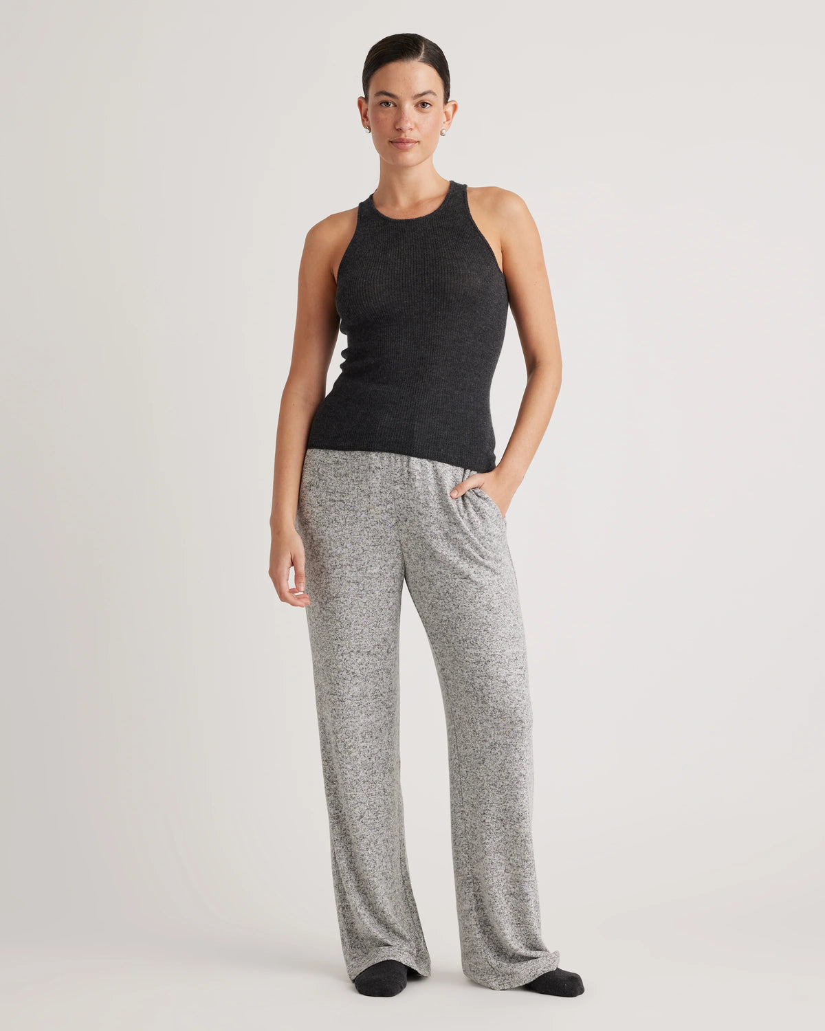 Brushed Lounge Straight Leg Pant - XS / Heather Grey