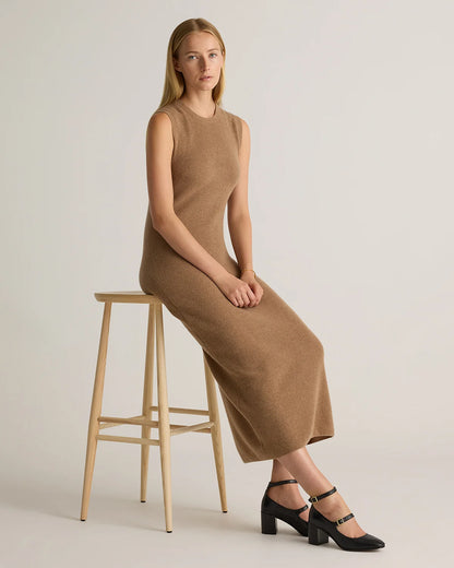 Mongolian Cashmere Sleeveless Midi Sweater Dress - XS / Black