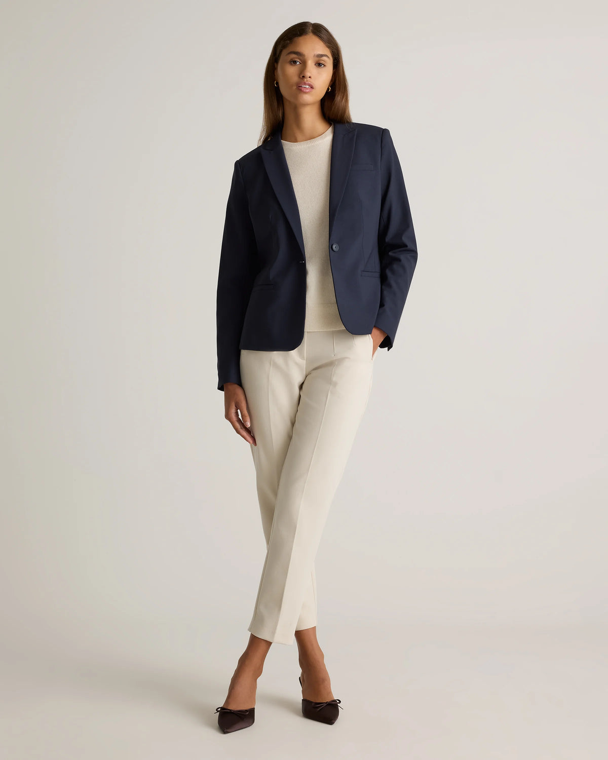 Italian Wool Tailored Blazer - XS / Navy