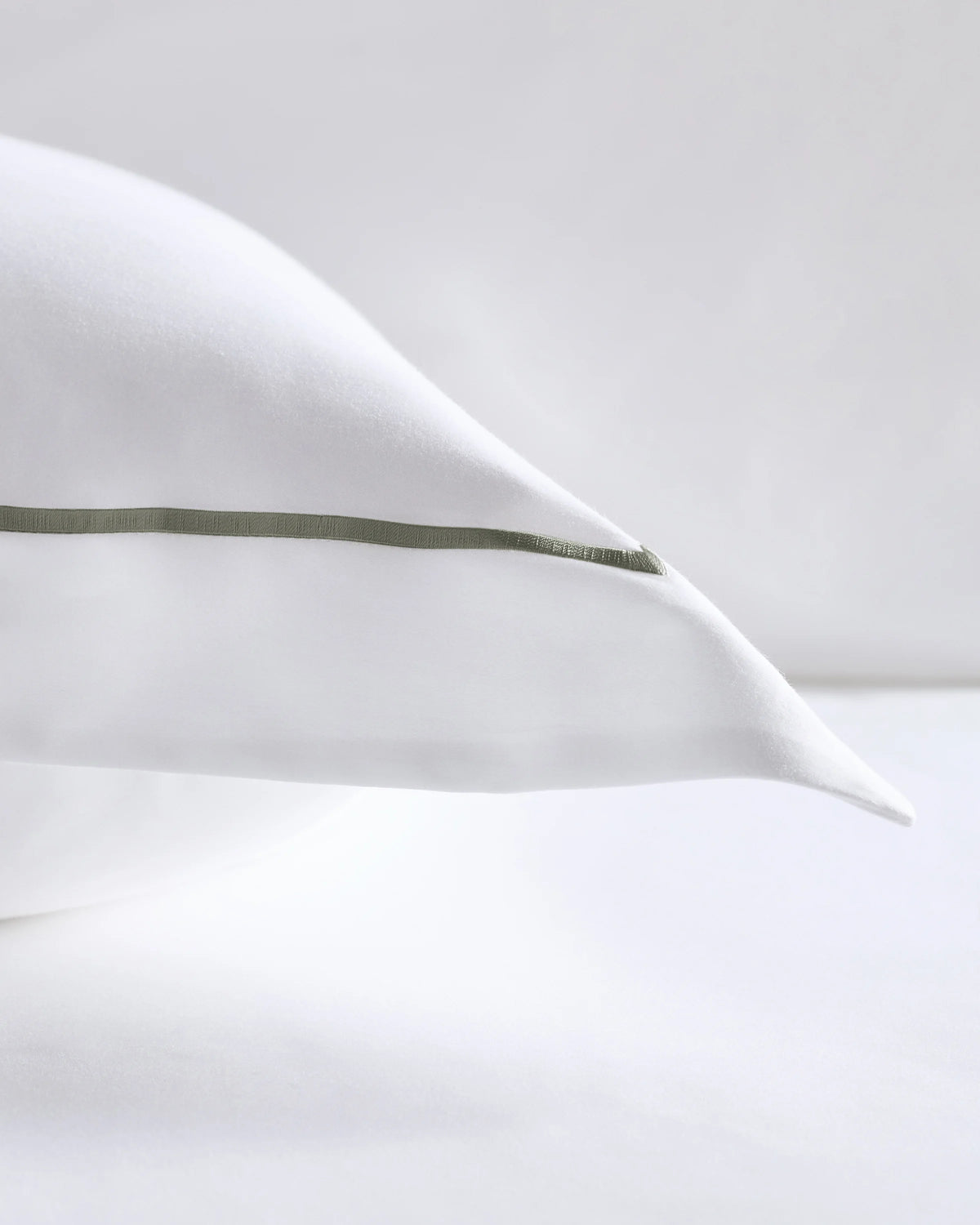 Signature Giza Cotton Sateen Embroidered Euro Sham - Euro / White/Dried Sage