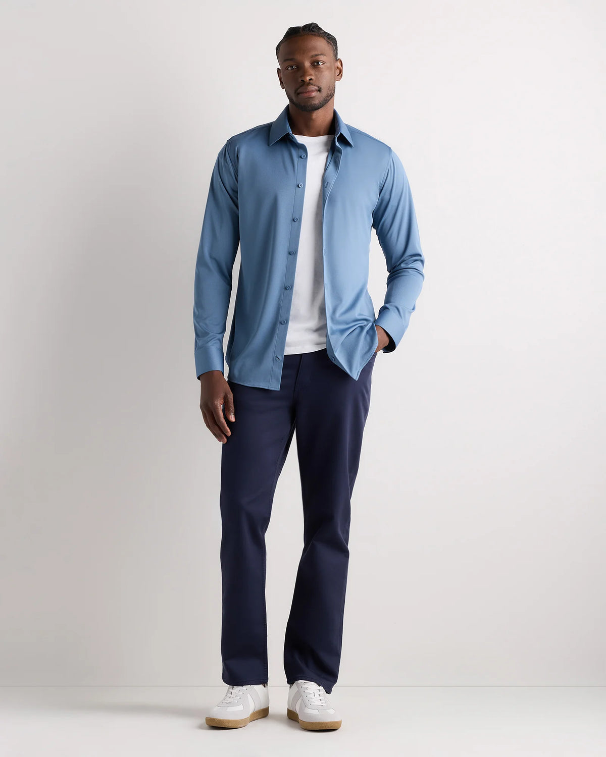 Commuter Stretch Pique Long Sleeve Button Down - XS / Dark Coal