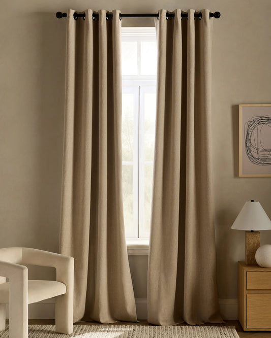 European Linen Grommet Room Darkening Curtain - Single Panel - 48x84 / White
