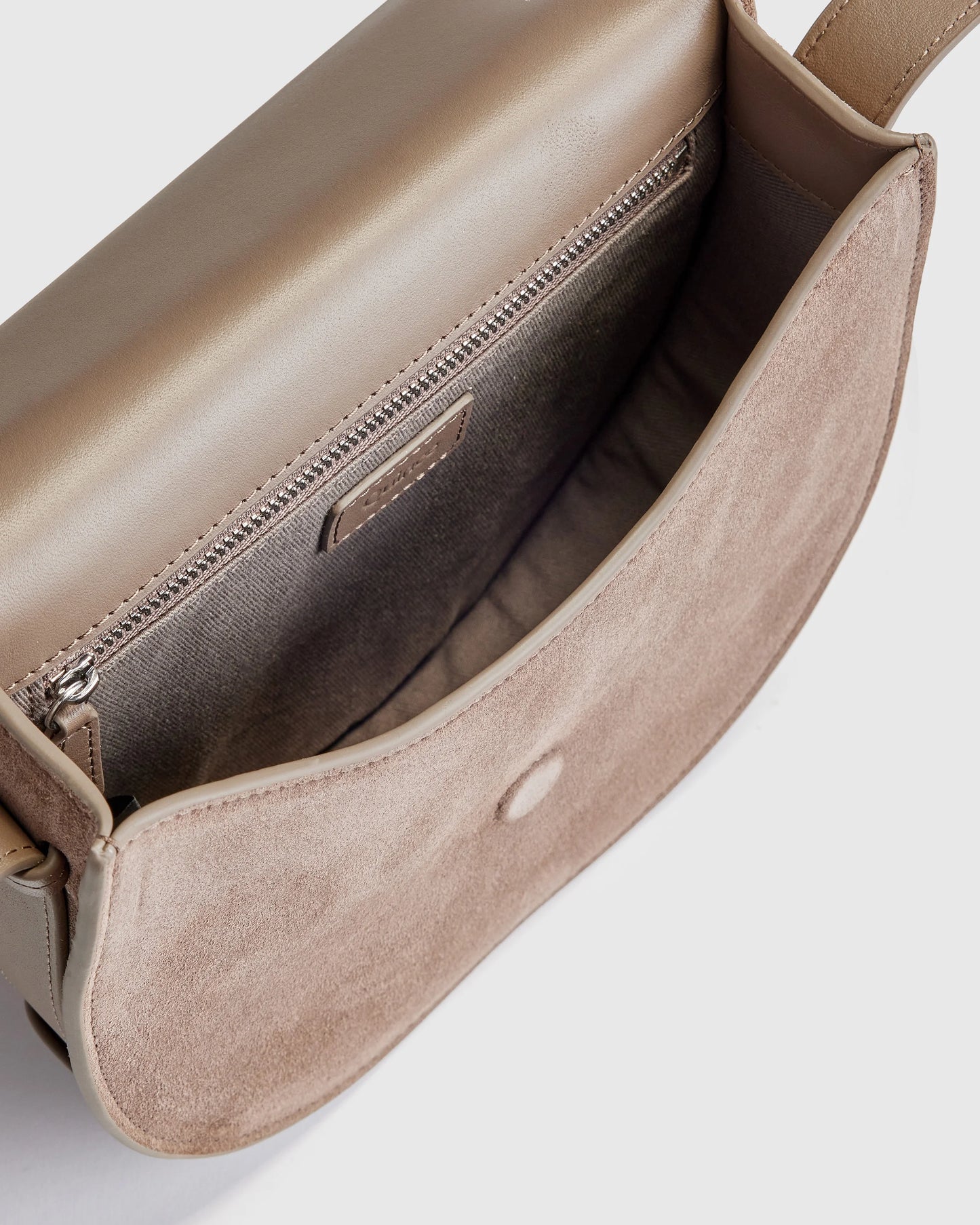 Italian Suede Saddle Bag - One Size / Pebble