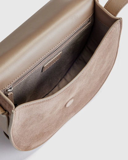 Italian Suede Saddle Bag - One Size / Pebble