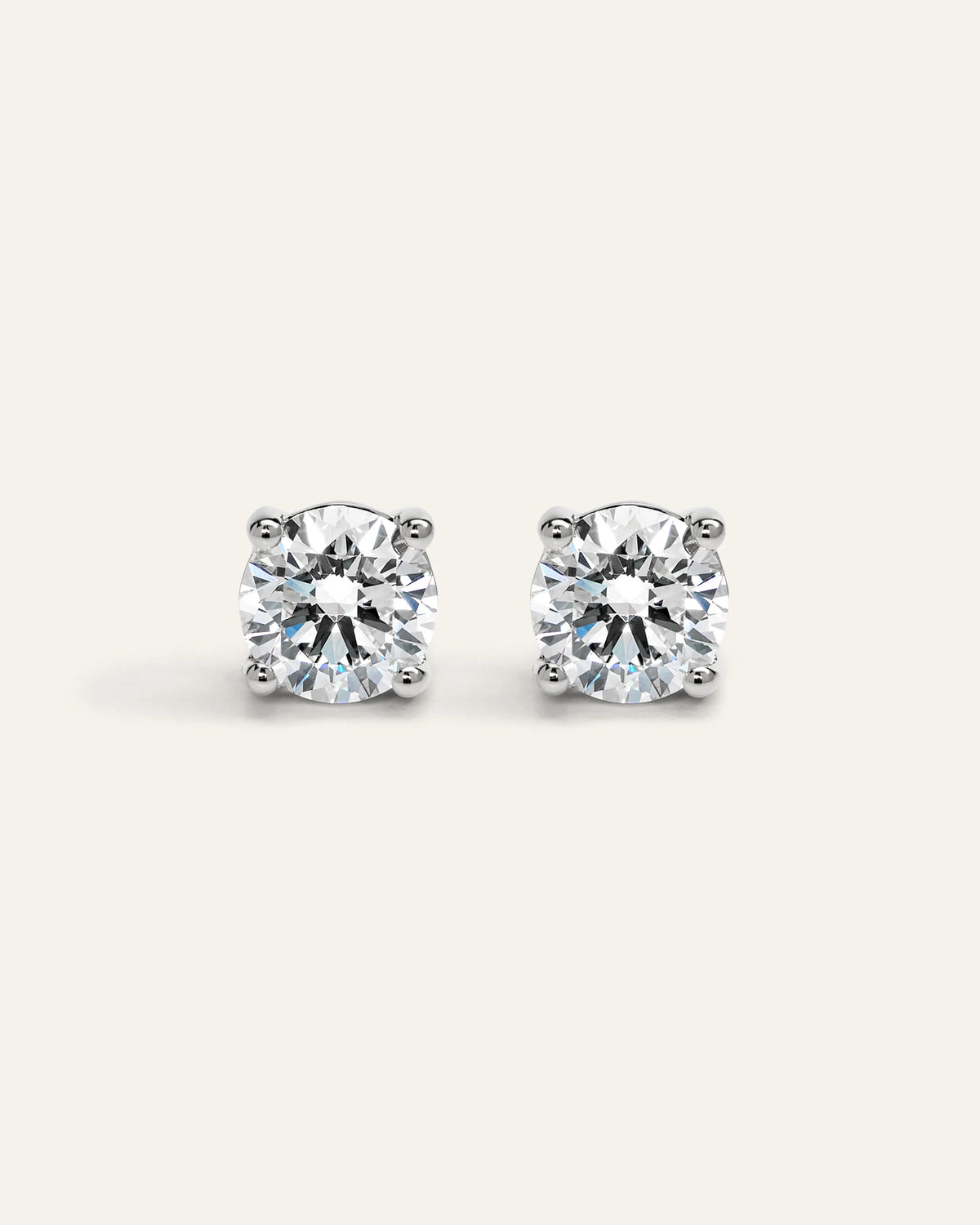 14K Gold Lab Grown Diamond Four-Prong Solitaire Studs - 4ctw - One Size / Yellow Gold