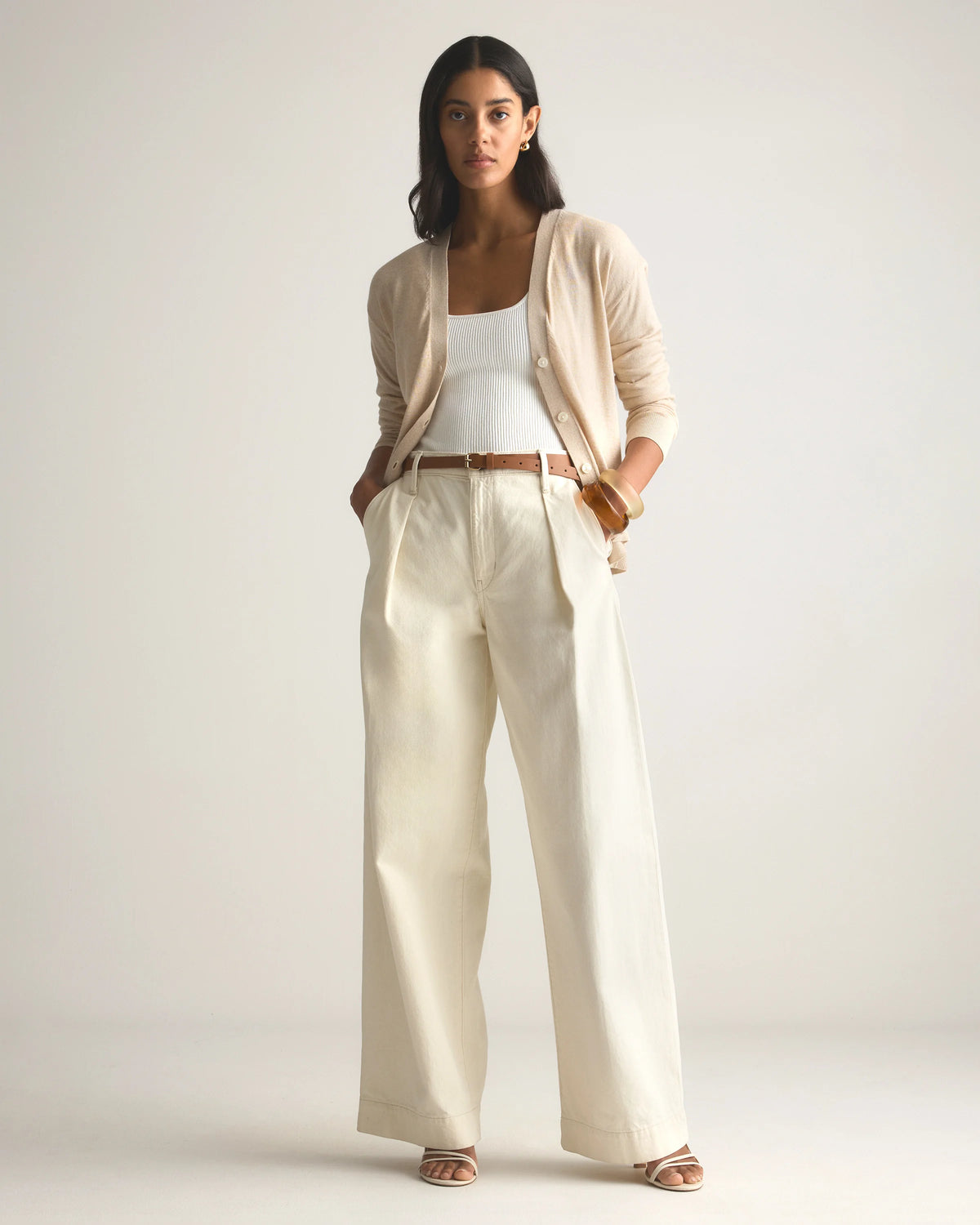 Lightweight Cotton Cashmere Cardigan - XS / Heather Oatmeal