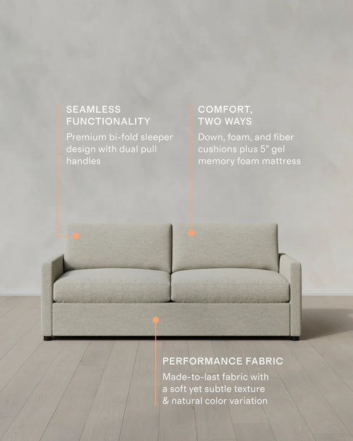Brennan Sleeper Sofa in Performance Basketweave - Queen / Flax