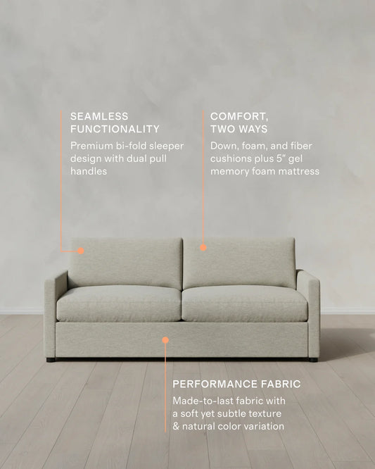 Brennan Sleeper Sofa in Performance Basketweave - Queen / Flax