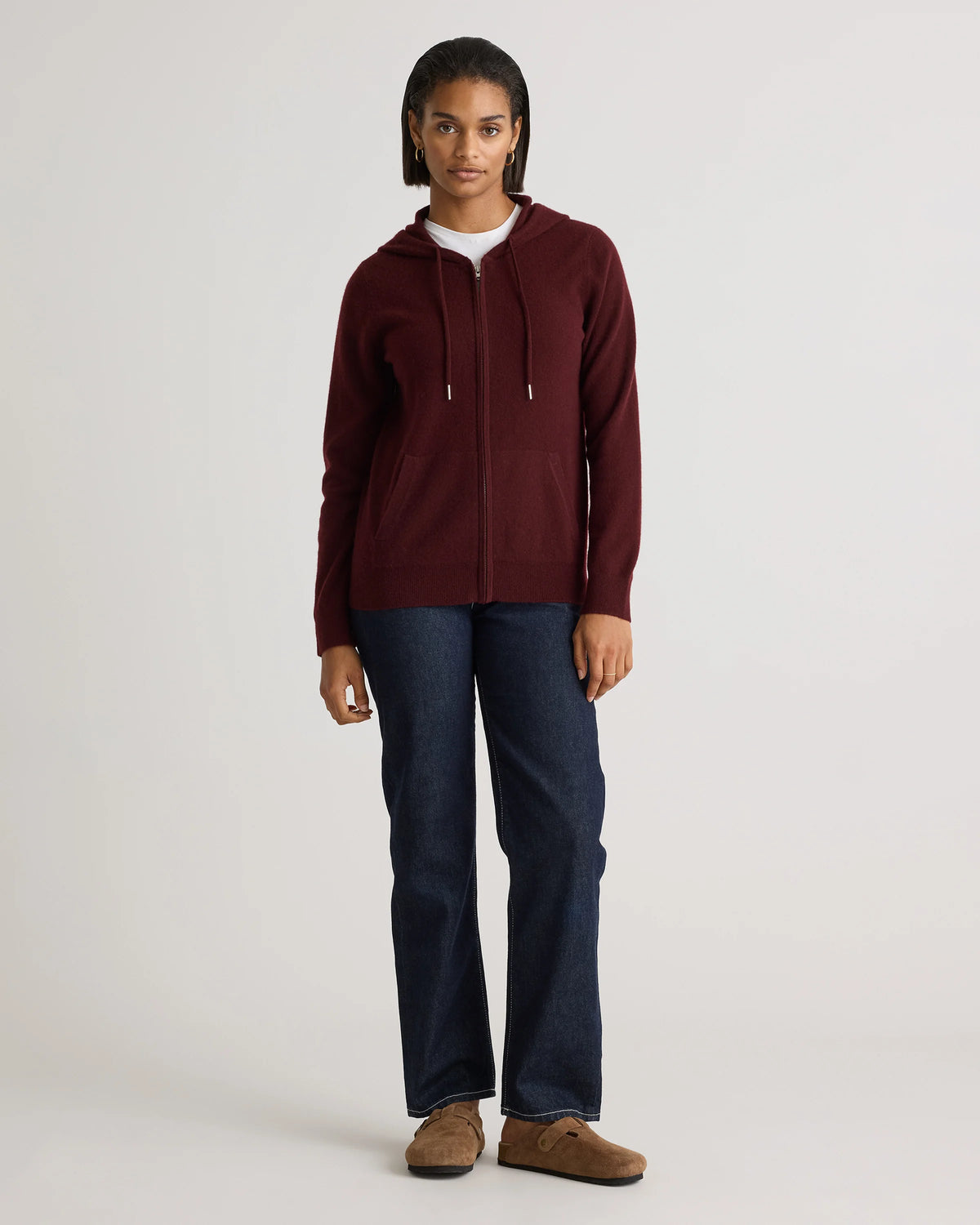 Mongolian Cashmere Full-Zip Hoodie - XS / Heather Grey