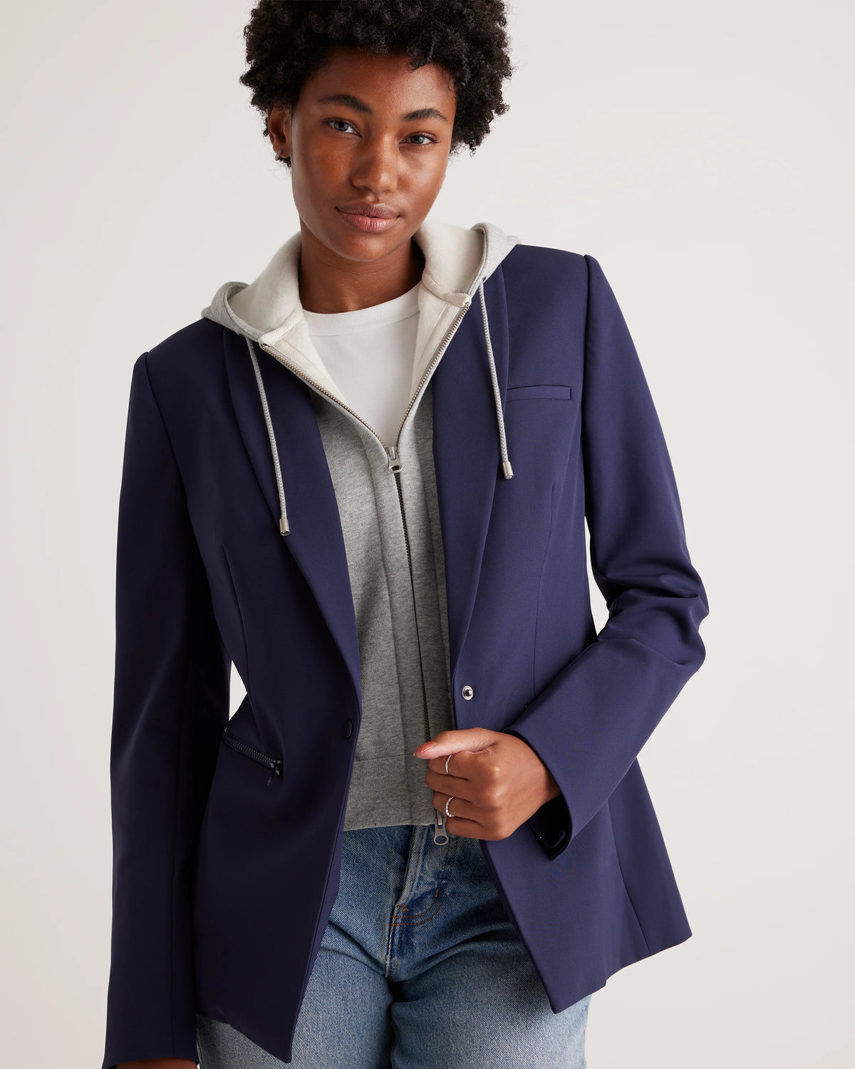 Organic Heavyweight Fleece Hoodie Blazer Insert - XS/S/M / Black