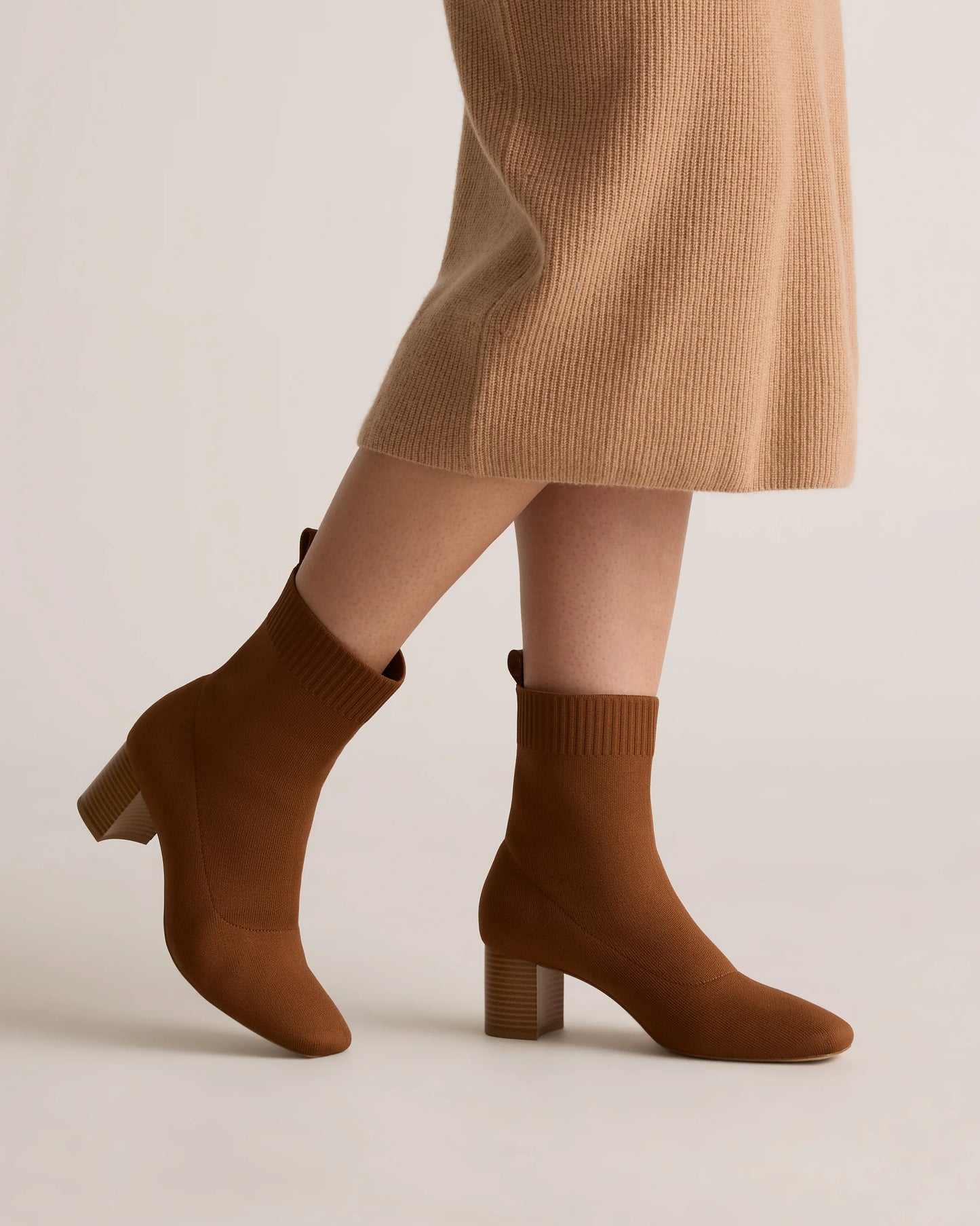 Eco Knit Heeled Bootie - 5 / Almond