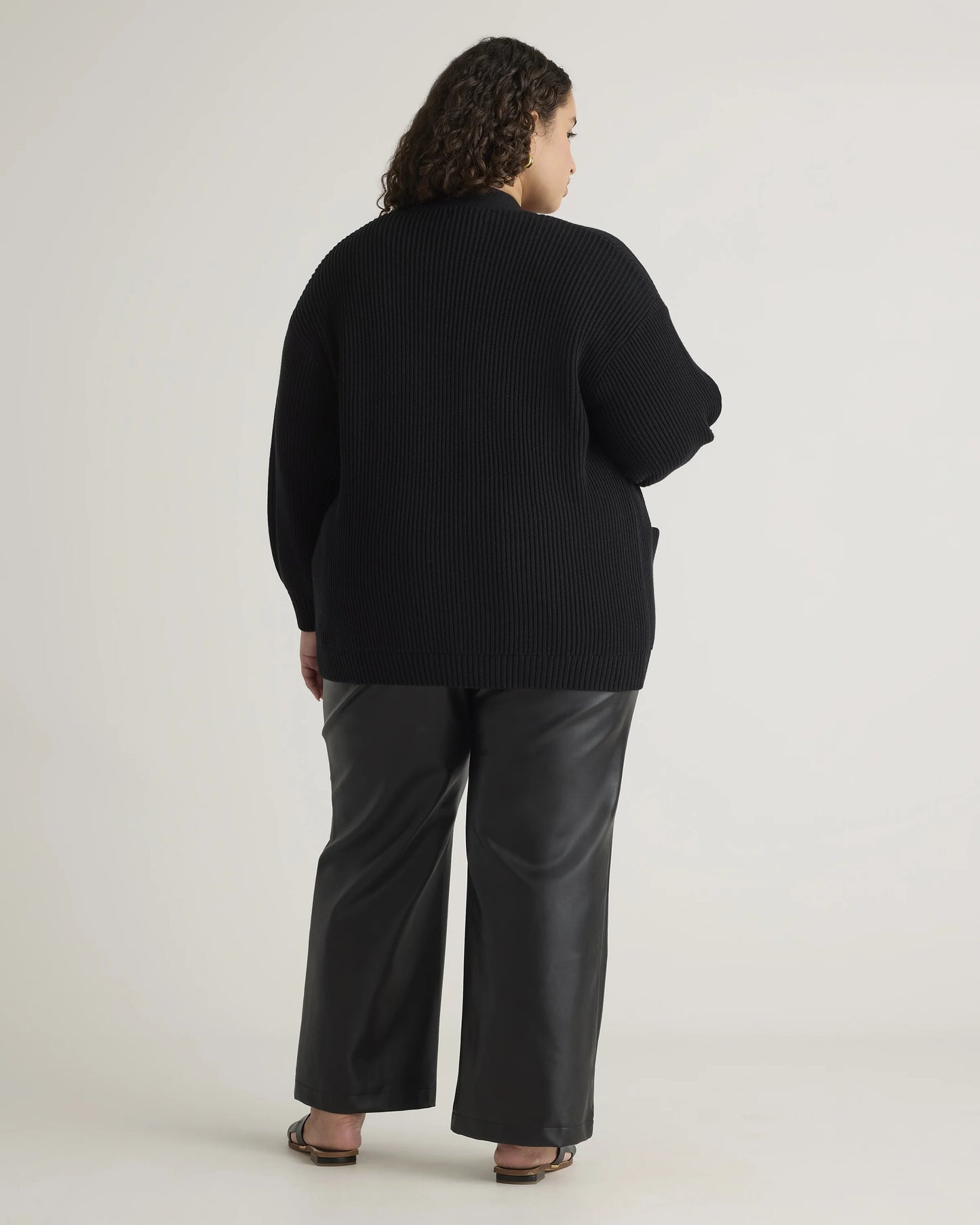 100% Organic Cotton Oversized Cardigan - 1X / Black