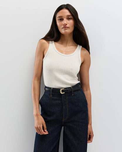 Organic Cotton Micro-Rib Scoop Neck Tank - XS / Moonstone Blue
